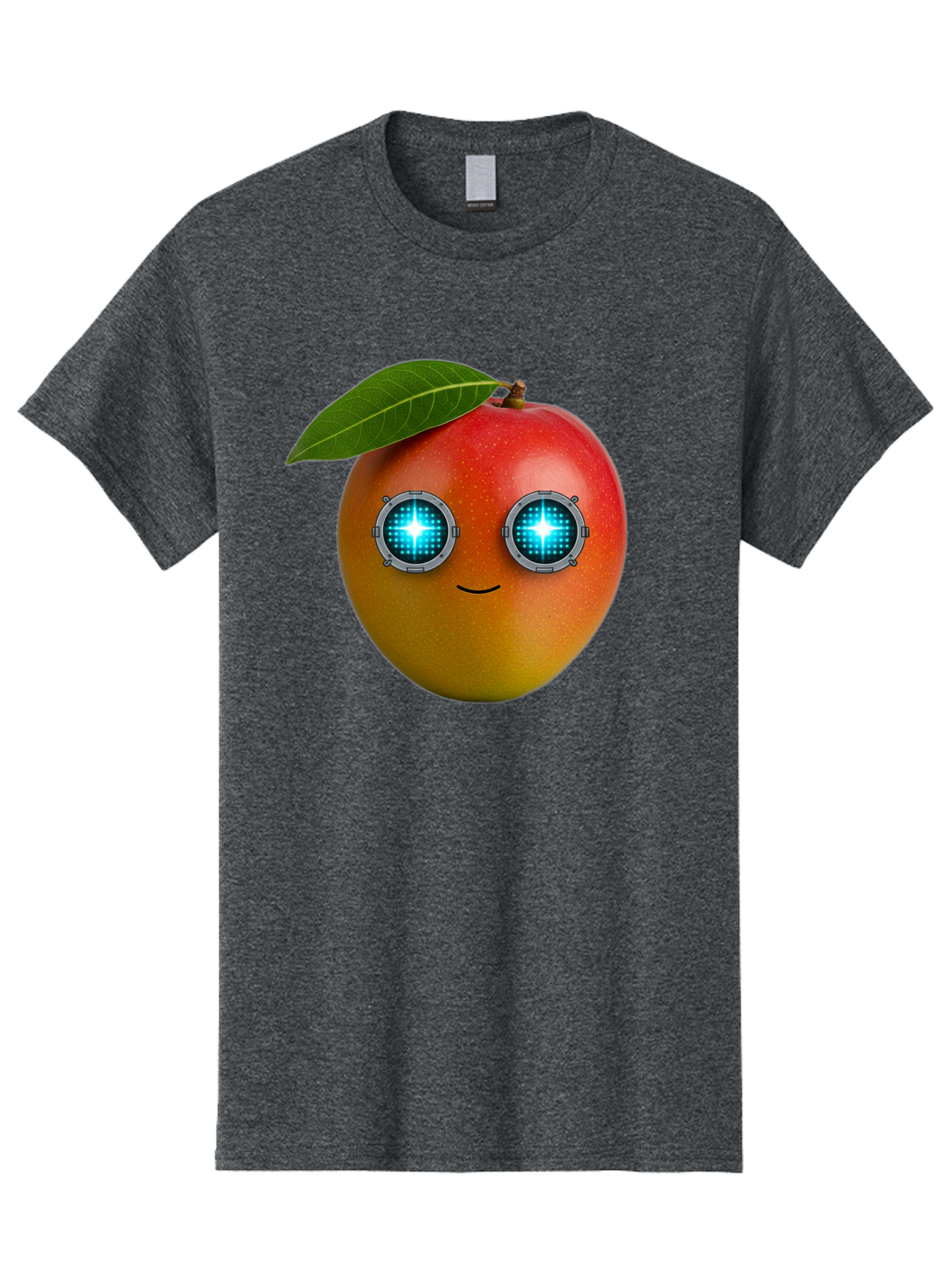 Mango-With-Cyborg-Eyes Men'S Graphic Tee, 100% Cotton, Comfortable Casual Summer Wear, Machine Washable, Mango Fruit, Robotic Eyes, Cyborg Fruit, Digital Eyes, Futuristic Design, Tech-Inspired Artwork, Fruit Character, Robotic Vision, Bac168