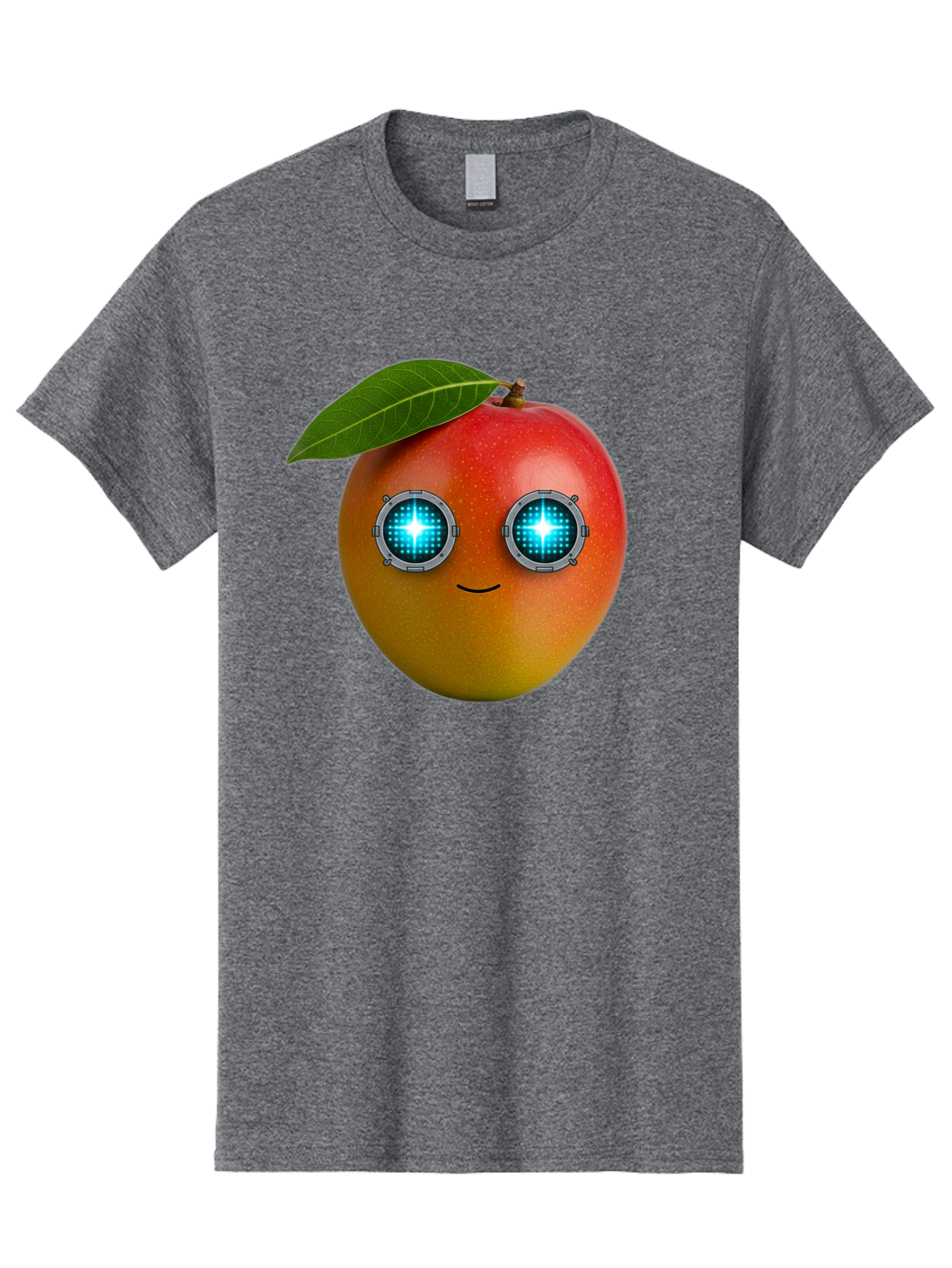 Mango-With-Cyborg-Eyes Men'S Graphic Tee, 100% Cotton, Comfortable Casual Summer Wear, Machine Washable, Mango Fruit, Robotic Eyes, Cyborg Fruit, Digital Eyes, Futuristic Design, Tech-Inspired Artwork, Fruit Character, Robotic Vision, Bac168