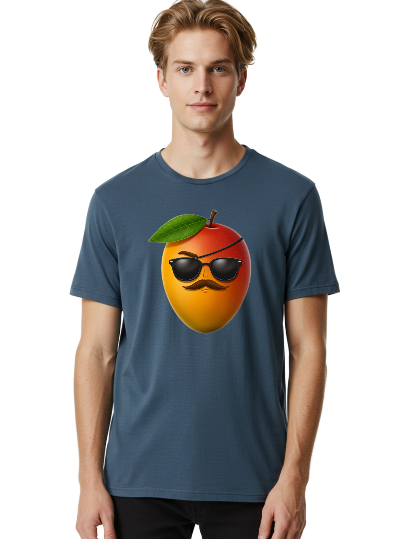 Mango Men'S Graphic Tee, 100% Cotton, Comfortable Casual Summer Wear, Machine Washable, Mango With Sunglasses, Cartoon Mango, Mango Emoji, Cool Mango, Mango With Mustache, Funny Fruit, Vibrant Colors, Playful Character, Quirky Illustration, Bac171