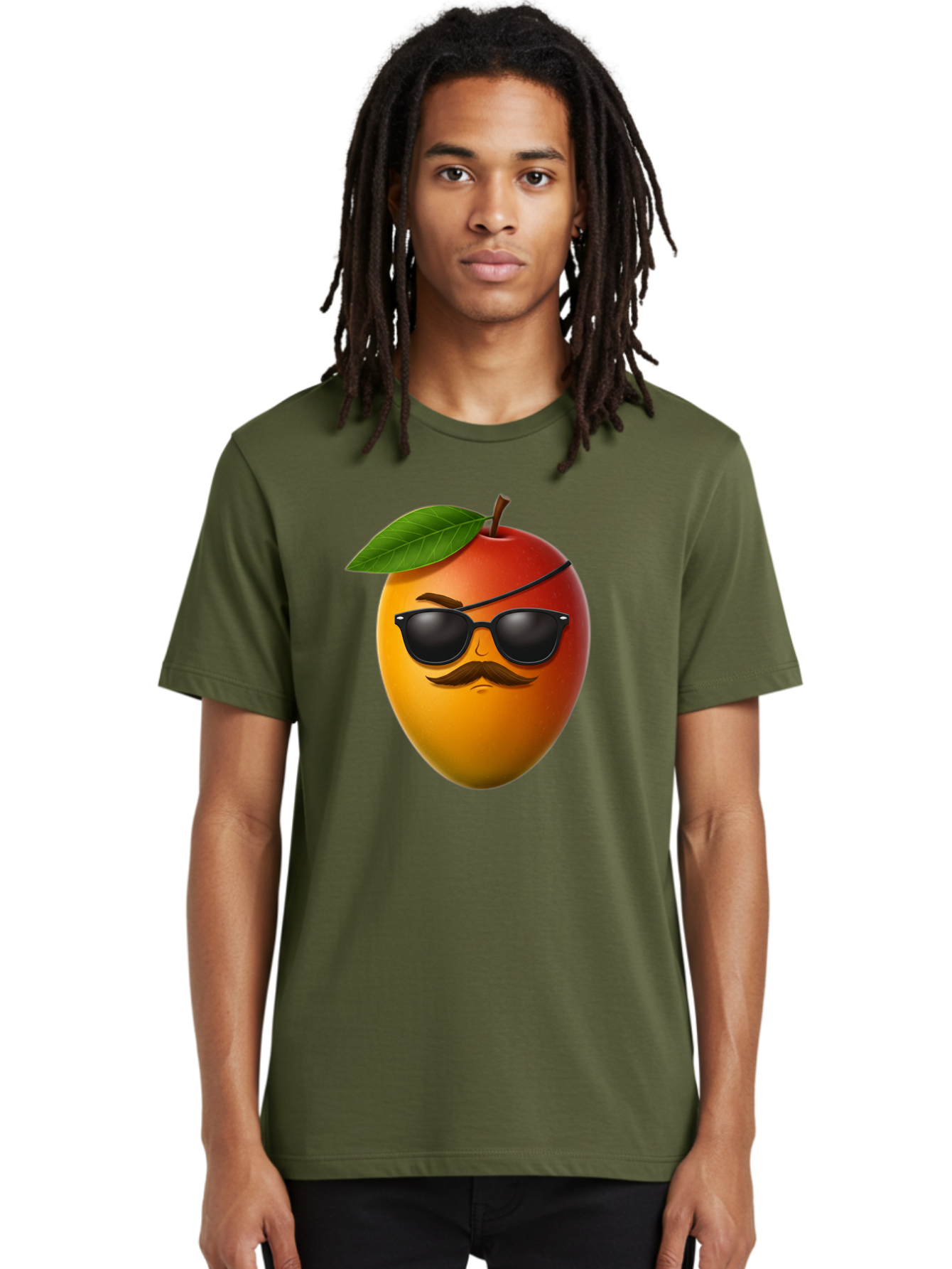 Mango Men'S Graphic Tee, 100% Cotton, Comfortable Casual Summer Wear, Machine Washable, Mango With Sunglasses, Cartoon Mango, Mango Emoji, Cool Mango, Mango With Mustache, Funny Fruit, Vibrant Colors, Playful Character, Quirky Illustration, Bac171
