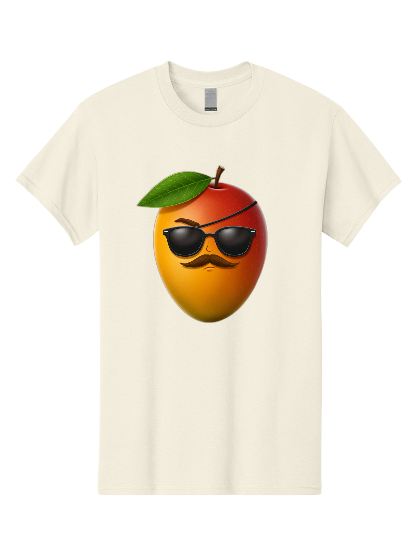 Mango Men'S Graphic Tee, 100% Cotton, Comfortable Casual Summer Wear, Machine Washable, Mango With Sunglasses, Cartoon Mango, Mango Emoji, Cool Mango, Mango With Mustache, Funny Fruit, Vibrant Colors, Playful Character, Quirky Illustration, Bac171