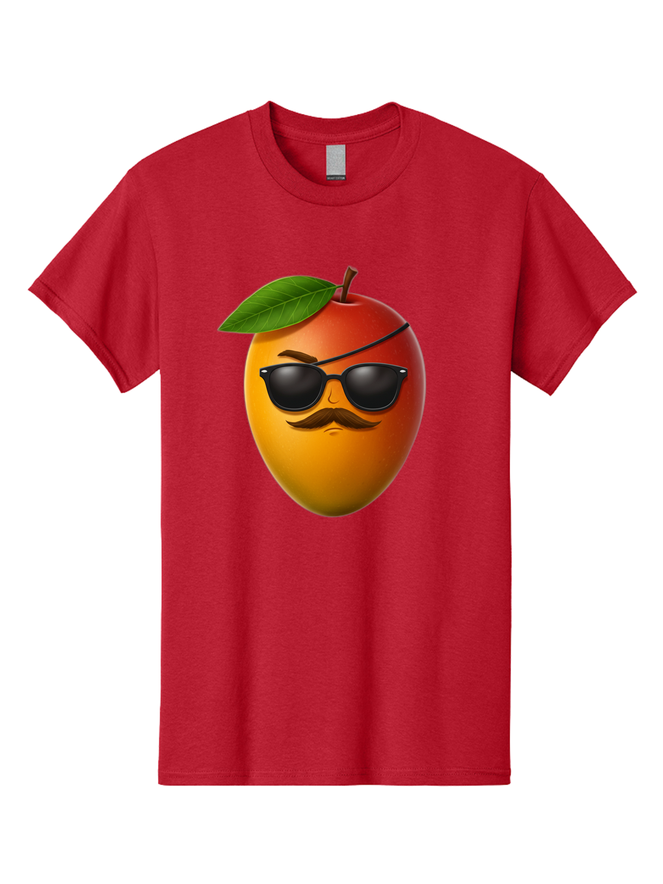 Mango Men'S Graphic Tee, 100% Cotton, Comfortable Casual Summer Wear, Machine Washable, Mango With Sunglasses, Cartoon Mango, Mango Emoji, Cool Mango, Mango With Mustache, Funny Fruit, Vibrant Colors, Playful Character, Quirky Illustration, Bac171