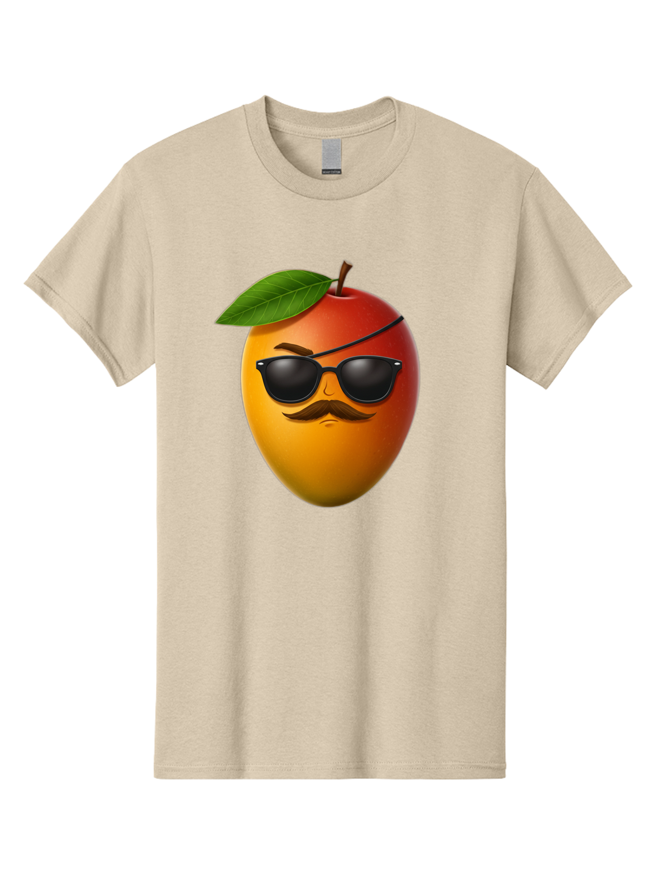 Mango Men'S Graphic Tee, 100% Cotton, Comfortable Casual Summer Wear, Machine Washable, Mango With Sunglasses, Cartoon Mango, Mango Emoji, Cool Mango, Mango With Mustache, Funny Fruit, Vibrant Colors, Playful Character, Quirky Illustration, Bac171