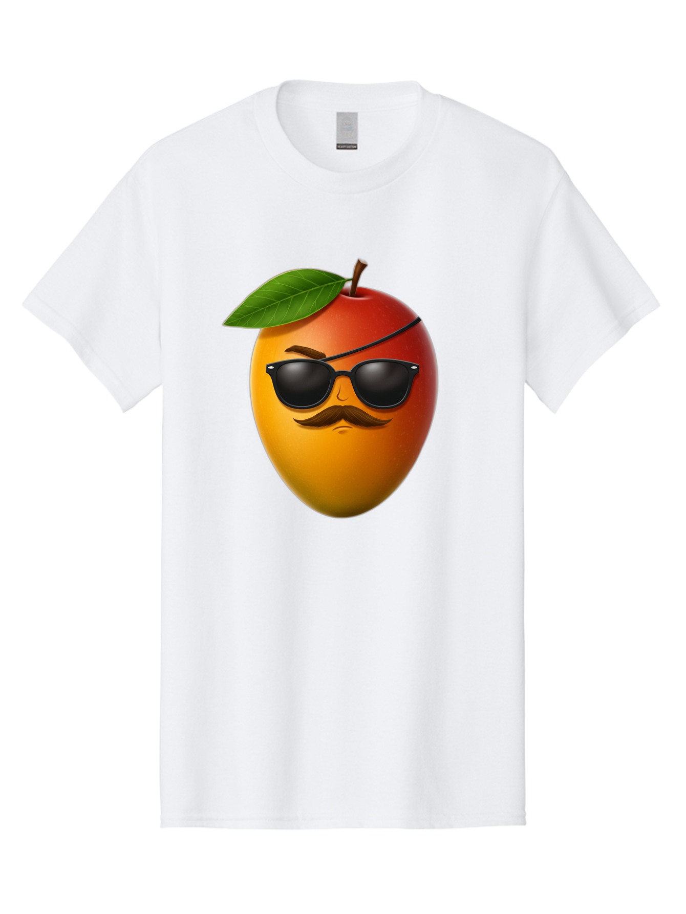 Mango Men'S Graphic Tee, 100% Cotton, Comfortable Casual Summer Wear, Machine Washable, Mango With Sunglasses, Cartoon Mango, Mango Emoji, Cool Mango, Mango With Mustache, Funny Fruit, Vibrant Colors, Playful Character, Quirky Illustration, Bac171