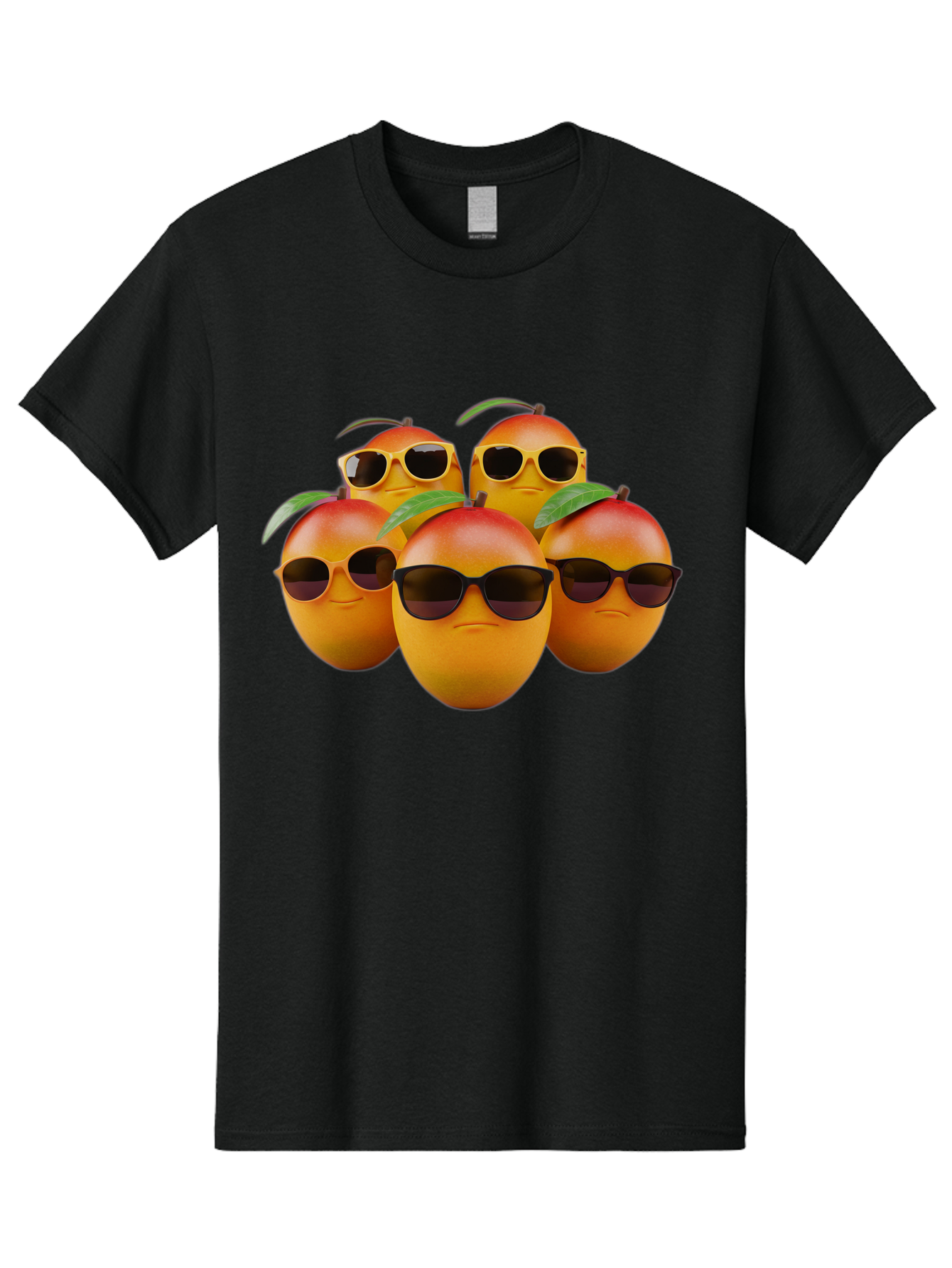 Mangoes-With-Sunglasses Men'S Graphic Tee, 100% Cotton, Comfortable Casual Summer Wear, Machine Washable, Mangoes Wearing Sunglasses, Cool Fruit, Summer Vibes, Cartoon Characters, Funny Faces, Vibrant Colors, Playful Design, Tropical Feel Bac172