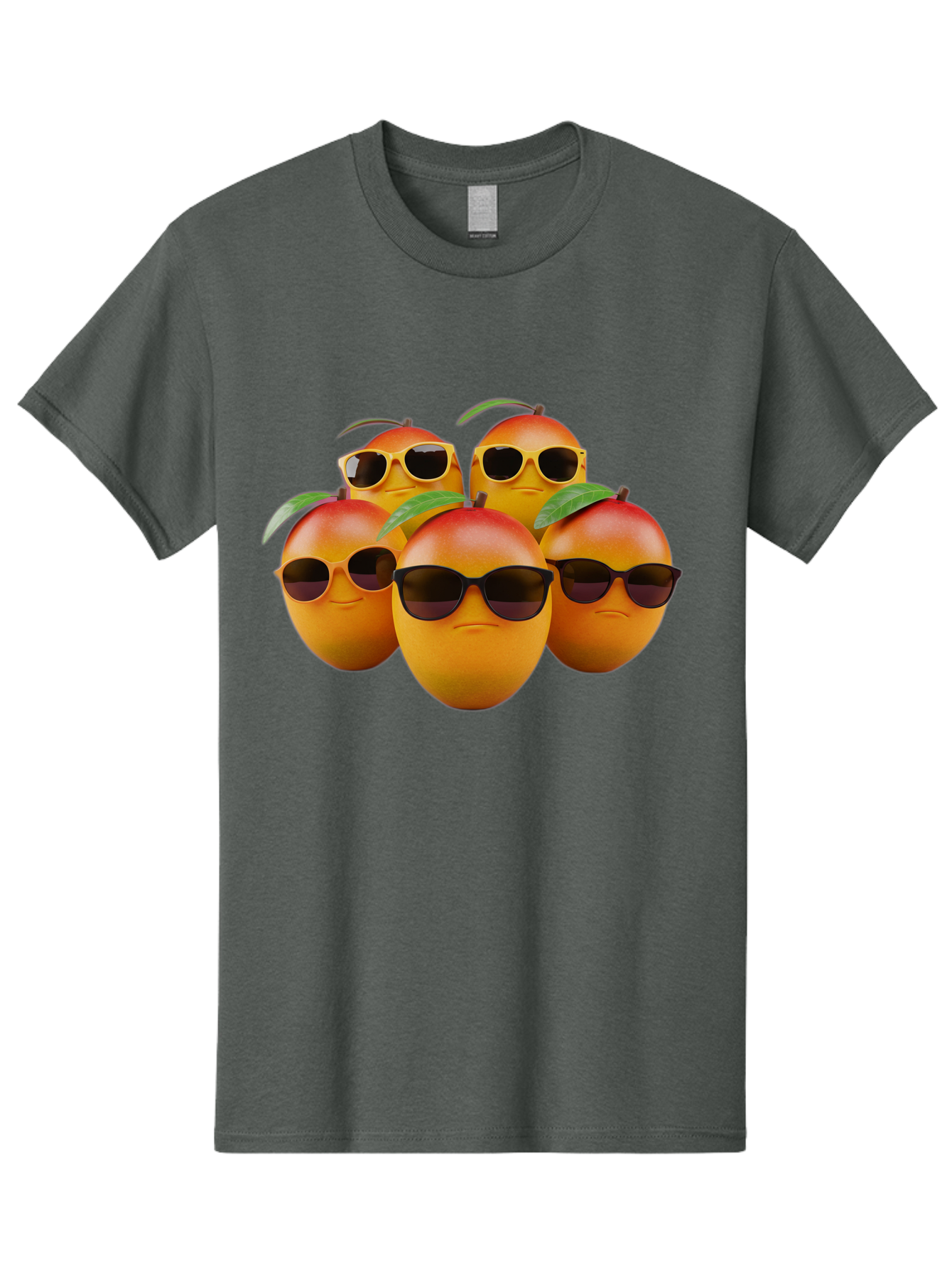 Mangoes-With-Sunglasses Men'S Graphic Tee, 100% Cotton, Comfortable Casual Summer Wear, Machine Washable, Mangoes Wearing Sunglasses, Cool Fruit, Summer Vibes, Cartoon Characters, Funny Faces, Vibrant Colors, Playful Design, Tropical Feel Bac172