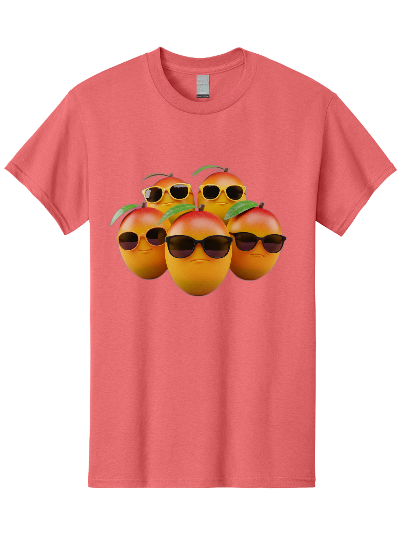 Mangoes-With-Sunglasses Men'S Graphic Tee, 100% Cotton, Comfortable Casual Summer Wear, Machine Washable, Mangoes Wearing Sunglasses, Cool Fruit, Summer Vibes, Cartoon Characters, Funny Faces, Vibrant Colors, Playful Design, Tropical Feel Bac172