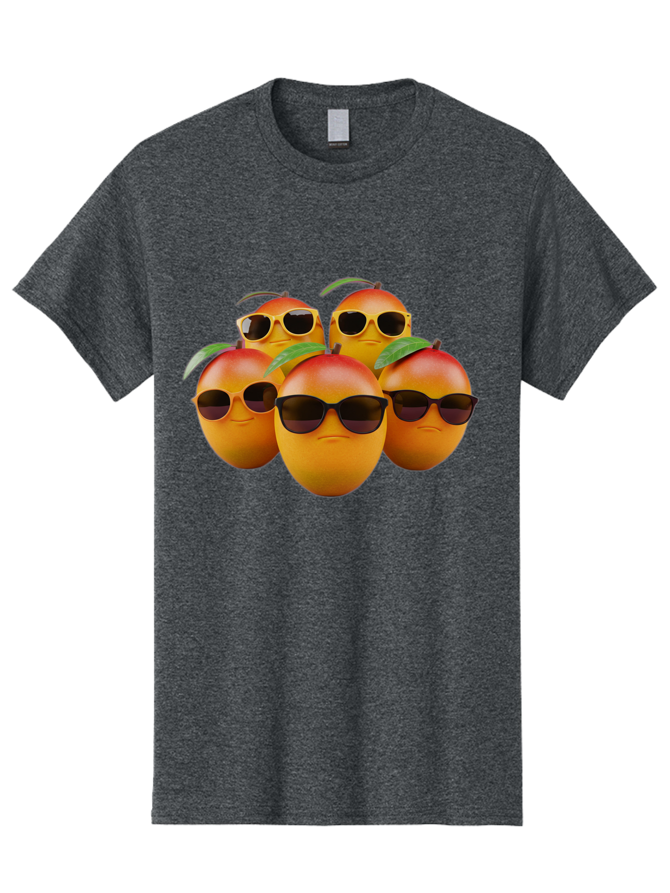 Mangoes-With-Sunglasses Men'S Graphic Tee, 100% Cotton, Comfortable Casual Summer Wear, Machine Washable, Mangoes Wearing Sunglasses, Cool Fruit, Summer Vibes, Cartoon Characters, Funny Faces, Vibrant Colors, Playful Design, Tropical Feel Bac172