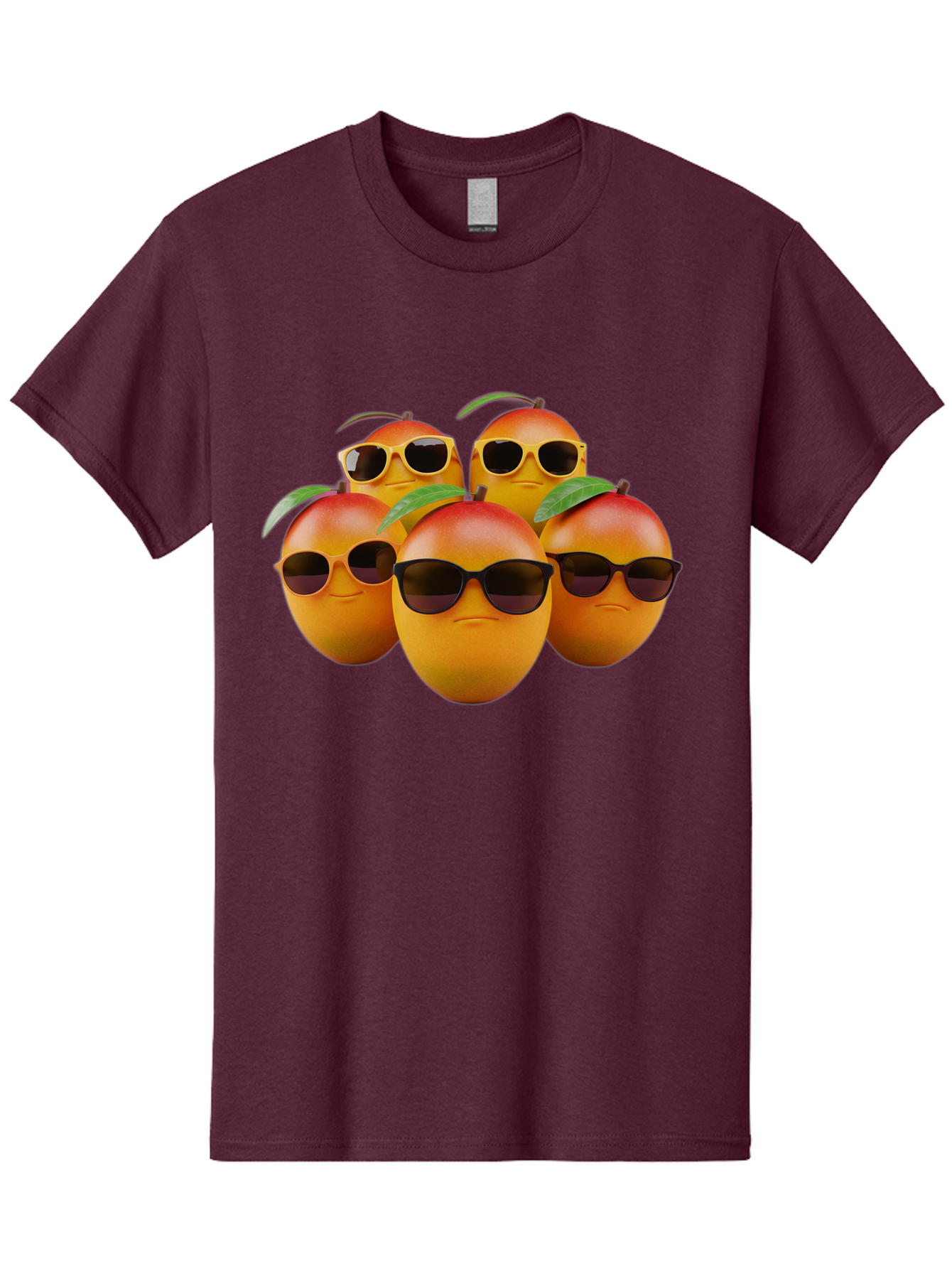 Mangoes-With-Sunglasses Men'S Graphic Tee, 100% Cotton, Comfortable Casual Summer Wear, Machine Washable, Mangoes Wearing Sunglasses, Cool Fruit, Summer Vibes, Cartoon Characters, Funny Faces, Vibrant Colors, Playful Design, Tropical Feel Bac172