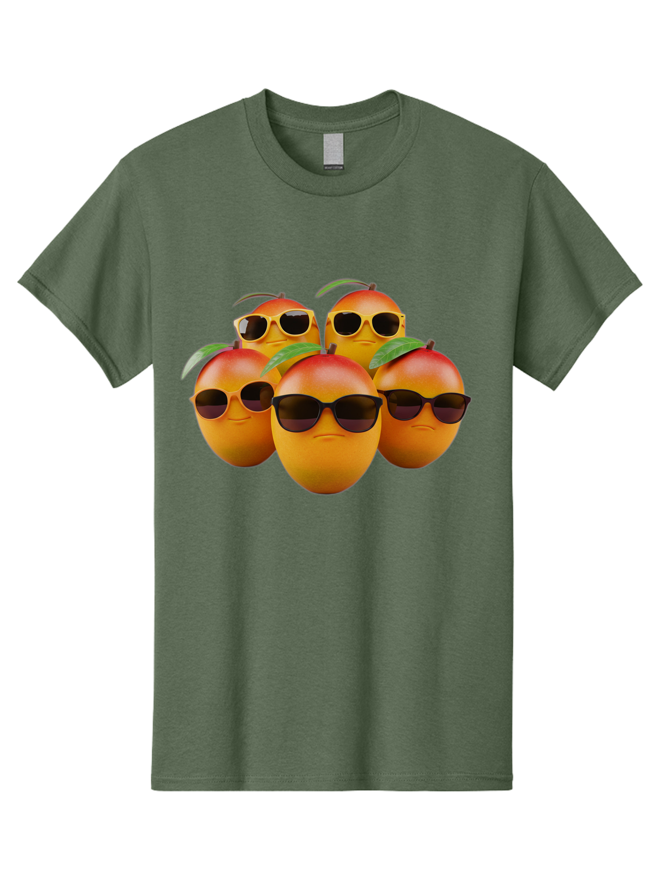 Mangoes-With-Sunglasses Men'S Graphic Tee, 100% Cotton, Comfortable Casual Summer Wear, Machine Washable, Mangoes Wearing Sunglasses, Cool Fruit, Summer Vibes, Cartoon Characters, Funny Faces, Vibrant Colors, Playful Design, Tropical Feel Bac172