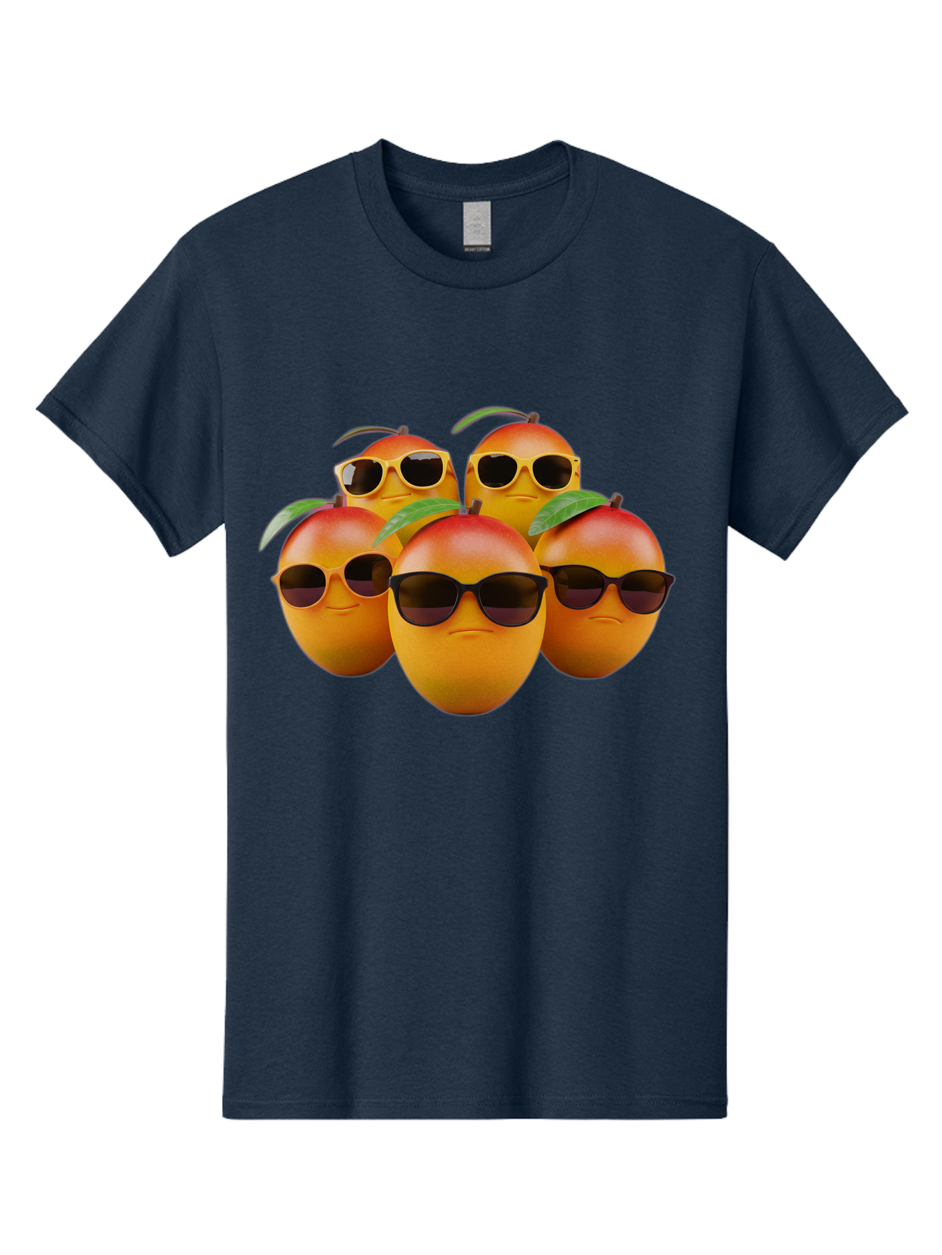 Mangoes-With-Sunglasses Men'S Graphic Tee, 100% Cotton, Comfortable Casual Summer Wear, Machine Washable, Mangoes Wearing Sunglasses, Cool Fruit, Summer Vibes, Cartoon Characters, Funny Faces, Vibrant Colors, Playful Design, Tropical Feel Bac172