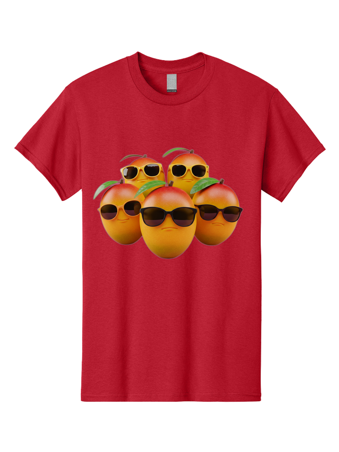 Mangoes-With-Sunglasses Men'S Graphic Tee, 100% Cotton, Comfortable Casual Summer Wear, Machine Washable, Mangoes Wearing Sunglasses, Cool Fruit, Summer Vibes, Cartoon Characters, Funny Faces, Vibrant Colors, Playful Design, Tropical Feel Bac172