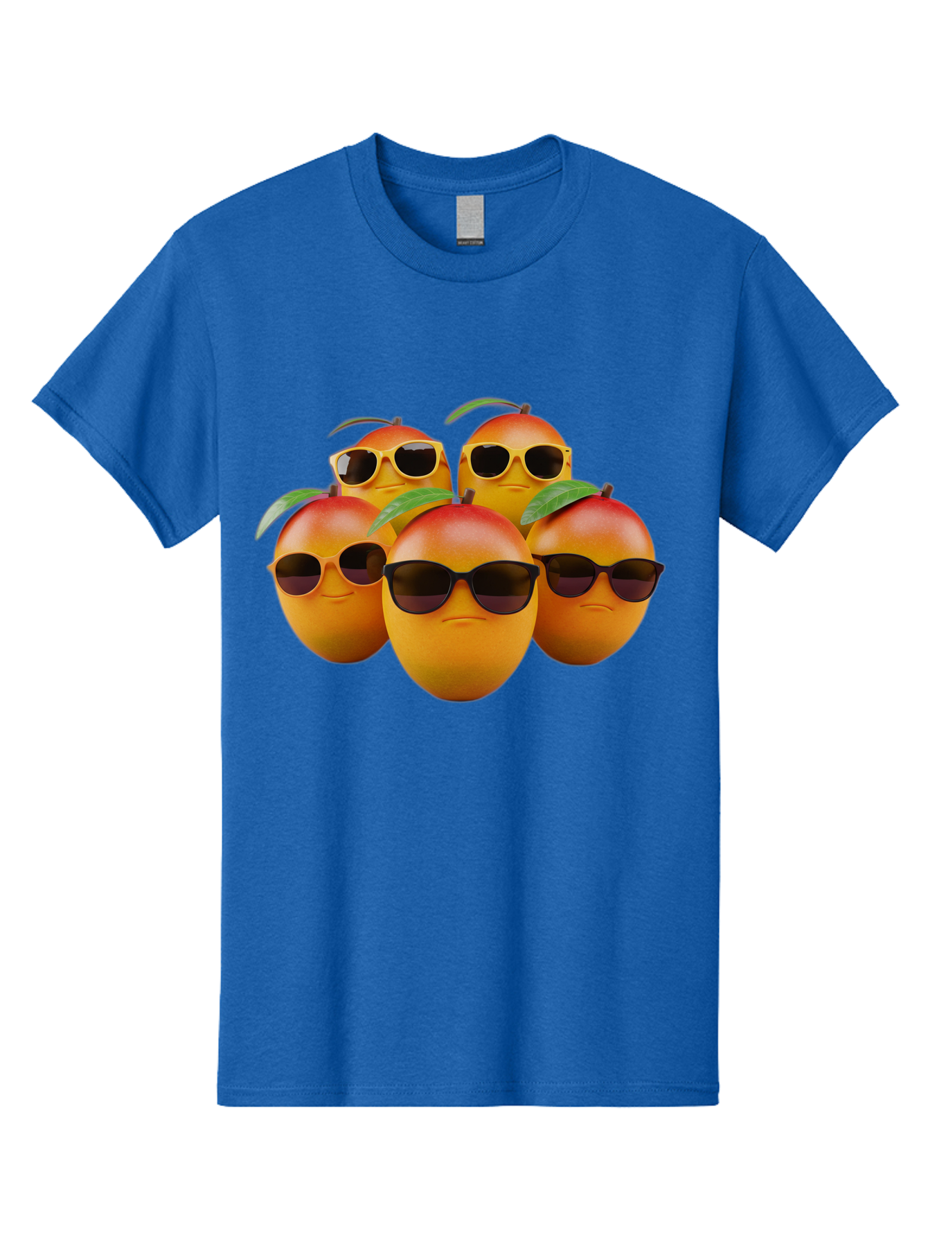 Mangoes-With-Sunglasses Men'S Graphic Tee, 100% Cotton, Comfortable Casual Summer Wear, Machine Washable, Mangoes Wearing Sunglasses, Cool Fruit, Summer Vibes, Cartoon Characters, Funny Faces, Vibrant Colors, Playful Design, Tropical Feel Bac172
