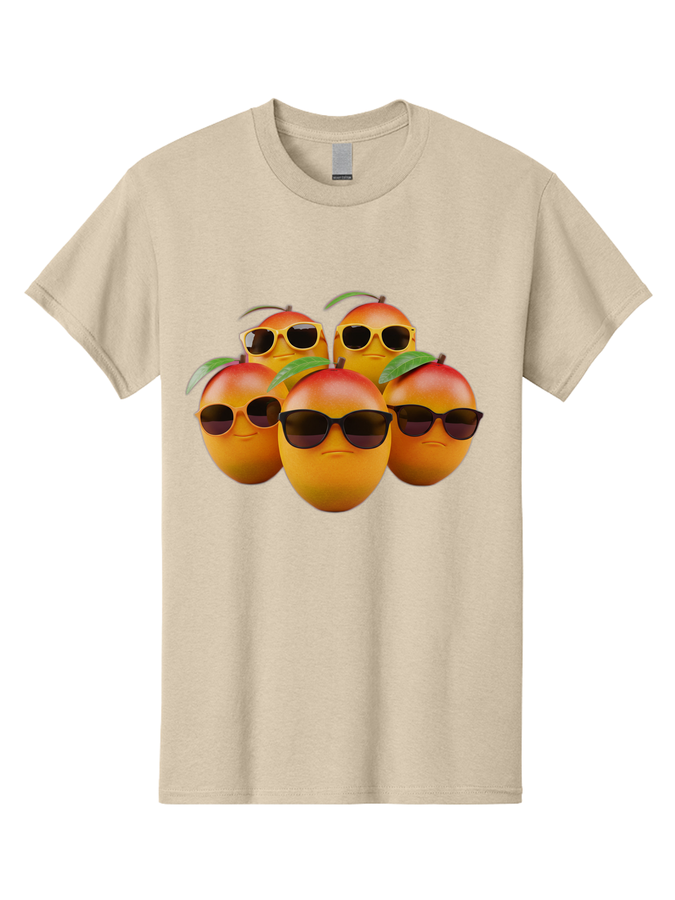Mangoes-With-Sunglasses Men'S Graphic Tee, 100% Cotton, Comfortable Casual Summer Wear, Machine Washable, Mangoes Wearing Sunglasses, Cool Fruit, Summer Vibes, Cartoon Characters, Funny Faces, Vibrant Colors, Playful Design, Tropical Feel Bac172