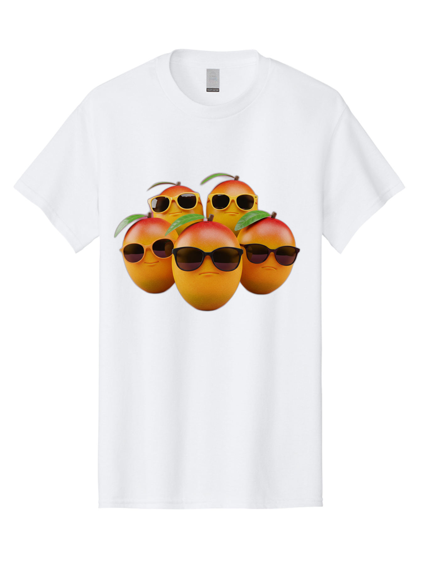 Mangoes-With-Sunglasses Men'S Graphic Tee, 100% Cotton, Comfortable Casual Summer Wear, Machine Washable, Mangoes Wearing Sunglasses, Cool Fruit, Summer Vibes, Cartoon Characters, Funny Faces, Vibrant Colors, Playful Design, Tropical Feel Bac172
