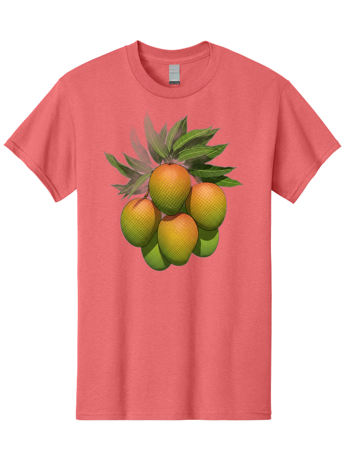 Mangoes Men'S Graphic Tee, 100% Cotton, Comfortable Casual Summer Wear, Machine Washable, Mangoes With Leaves, Tropical Fruit, Exotic Fruit, Fruit Cluster, Yellow-Orange Fruit, Green Leaves, Fruit Texture, Fruit Leaves, Vibrant Fruit Bac173