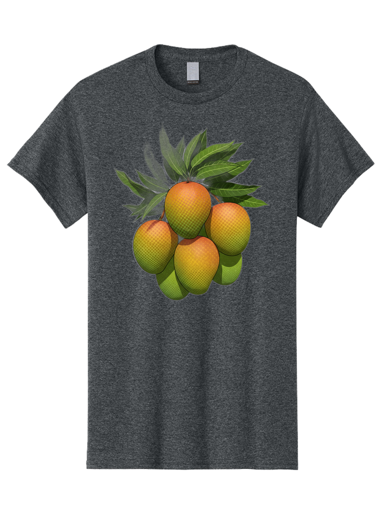 Mangoes Men'S Graphic Tee, 100% Cotton, Comfortable Casual Summer Wear, Machine Washable, Mangoes With Leaves, Tropical Fruit, Exotic Fruit, Fruit Cluster, Yellow-Orange Fruit, Green Leaves, Fruit Texture, Fruit Leaves, Vibrant Fruit Bac173