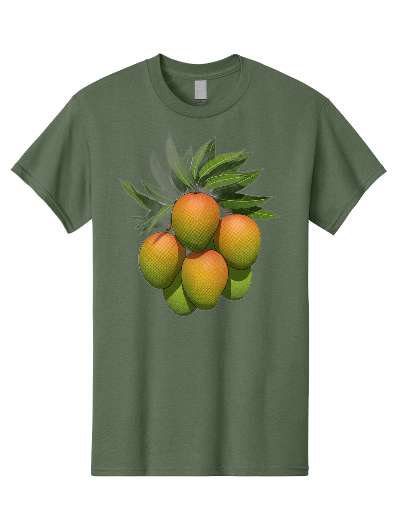 Mangoes Men'S Graphic Tee, 100% Cotton, Comfortable Casual Summer Wear, Machine Washable, Mangoes With Leaves, Tropical Fruit, Exotic Fruit, Fruit Cluster, Yellow-Orange Fruit, Green Leaves, Fruit Texture, Fruit Leaves, Vibrant Fruit Bac173