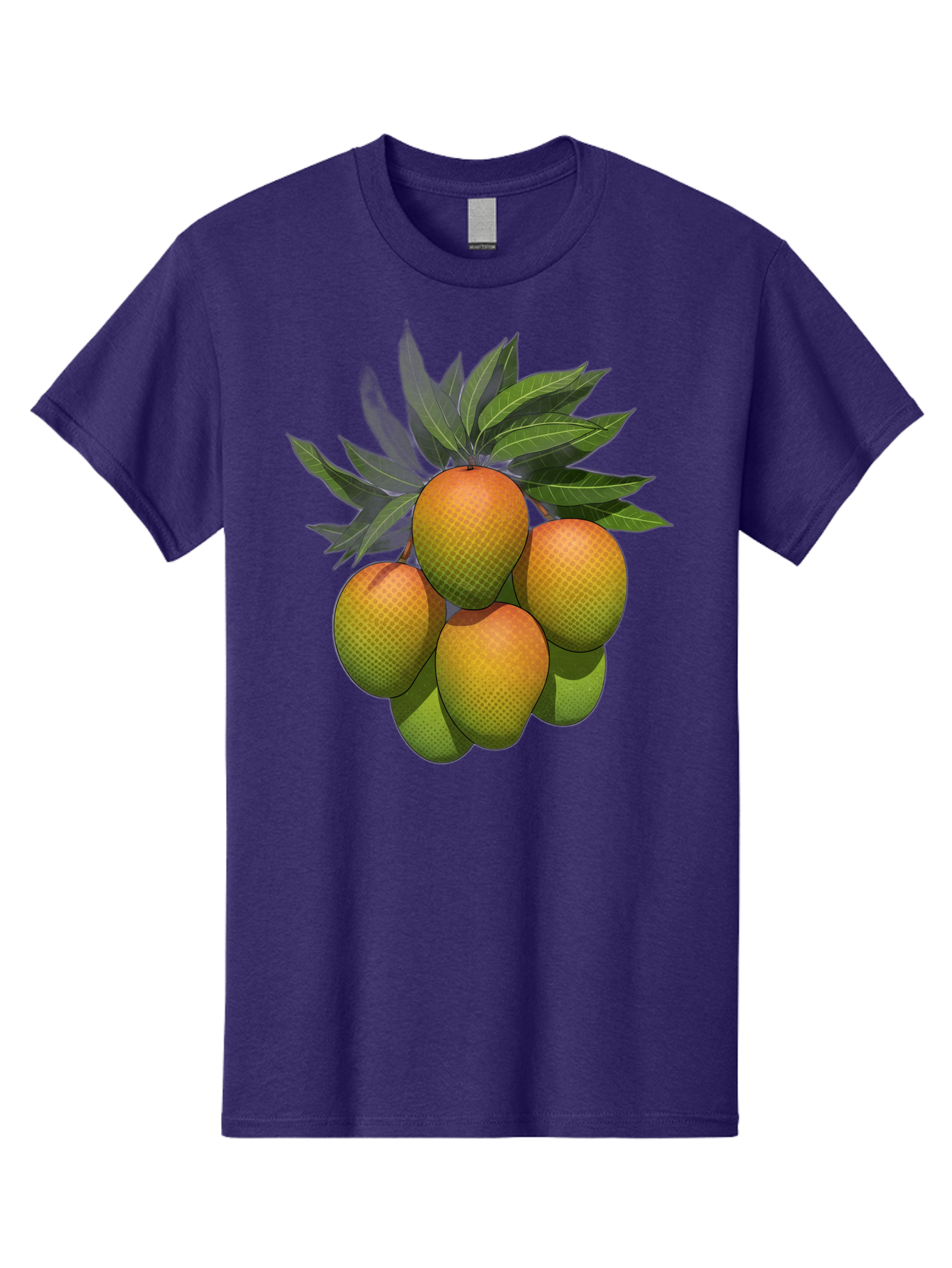 Mangoes Men'S Graphic Tee, 100% Cotton, Comfortable Casual Summer Wear, Machine Washable, Mangoes With Leaves, Tropical Fruit, Exotic Fruit, Fruit Cluster, Yellow-Orange Fruit, Green Leaves, Fruit Texture, Fruit Leaves, Vibrant Fruit Bac173