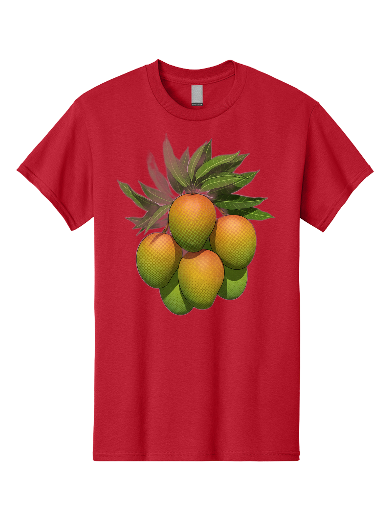 Mangoes Men'S Graphic Tee, 100% Cotton, Comfortable Casual Summer Wear, Machine Washable, Mangoes With Leaves, Tropical Fruit, Exotic Fruit, Fruit Cluster, Yellow-Orange Fruit, Green Leaves, Fruit Texture, Fruit Leaves, Vibrant Fruit Bac173