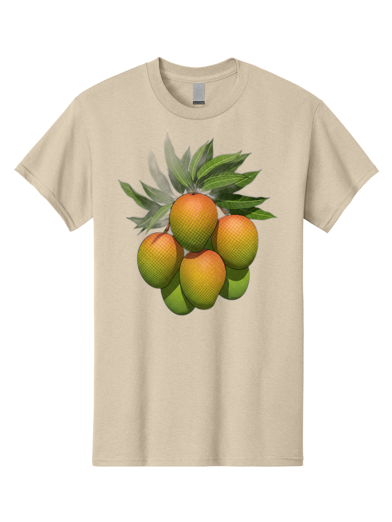 Mangoes Men'S Graphic Tee, 100% Cotton, Comfortable Casual Summer Wear, Machine Washable, Mangoes With Leaves, Tropical Fruit, Exotic Fruit, Fruit Cluster, Yellow-Orange Fruit, Green Leaves, Fruit Texture, Fruit Leaves, Vibrant Fruit Bac173
