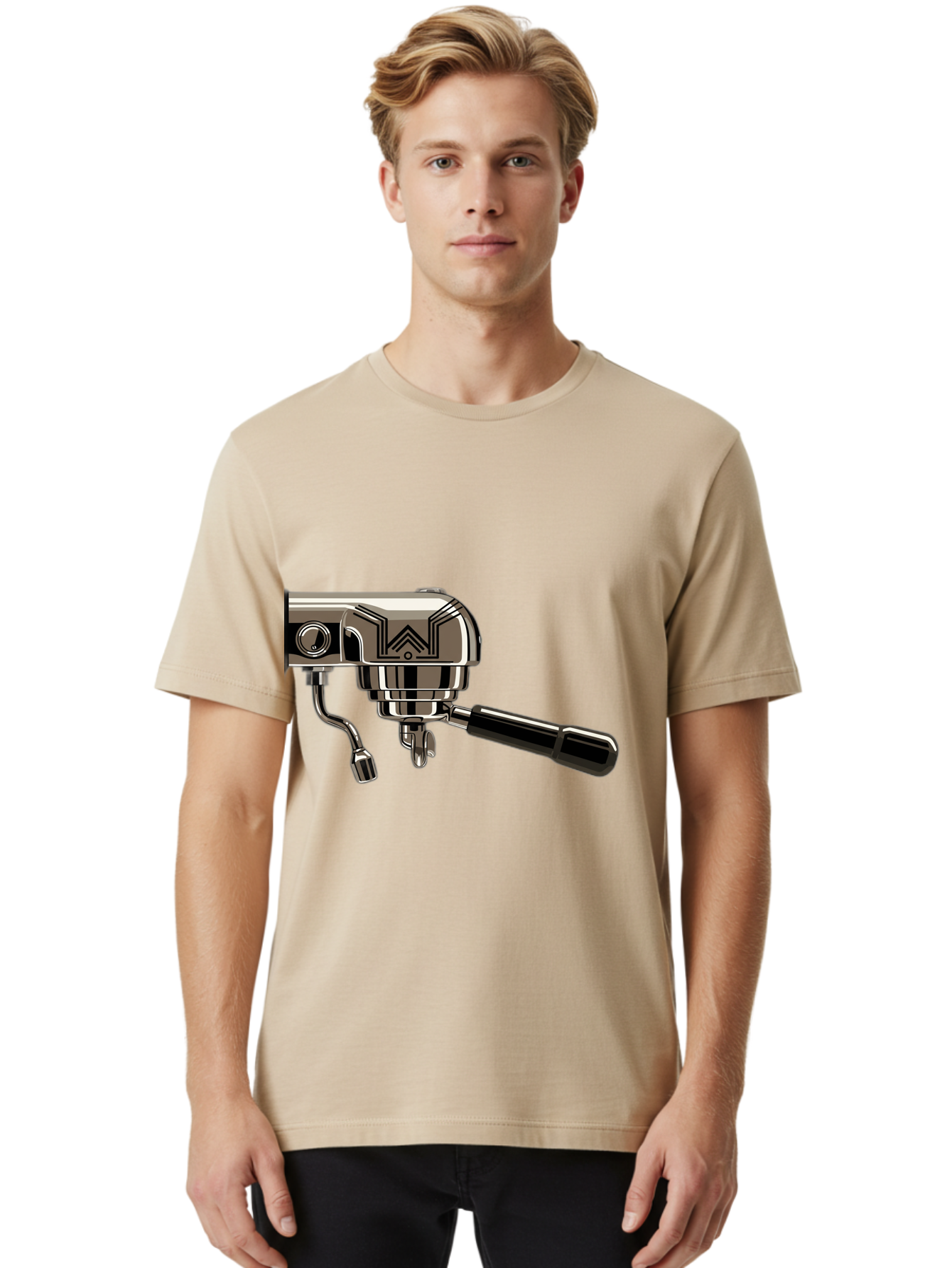 Manual-Coffee-Grinder Men'S Graphic Tee, 100% Cotton, Comfortable Casual Summer Wear, Machine Washable, Manual Coffee Grinder, Coffee Grinding, Hand Crank, Stainless Steel, Coffee Beans, Brewing Equipment, Kitchen Appliance Bac174
