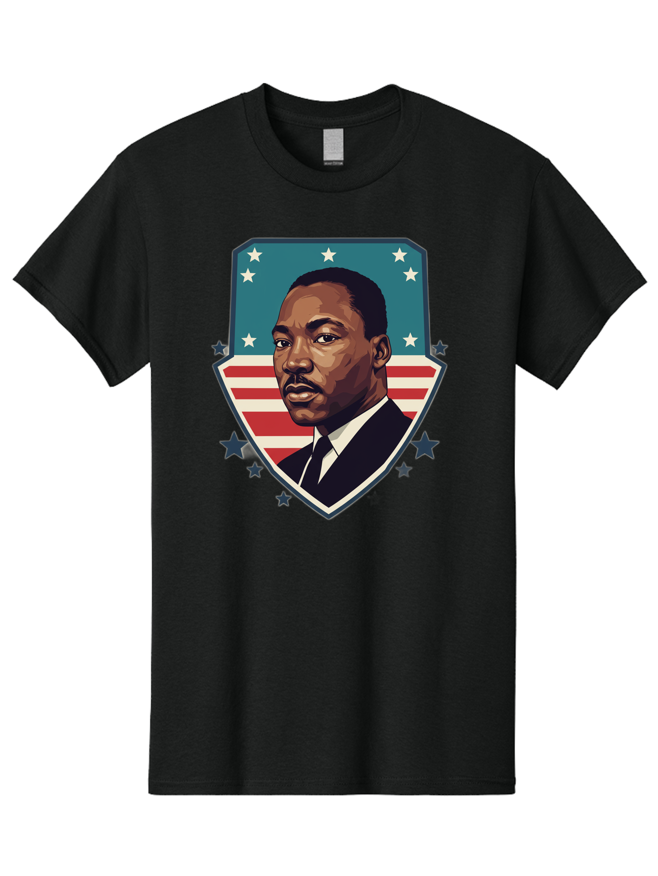 Martin-Luther-King-Jr-3 Men'S Graphic Tee, 100% Cotton, Comfortable Casual Summer Wear, Machine Washable, Martin Luther King Jr. Portrait, American Flag, Patriotic Graphic, Civil Rights Leader, Freedom Fighter, Social Justice, Equality, Bac177