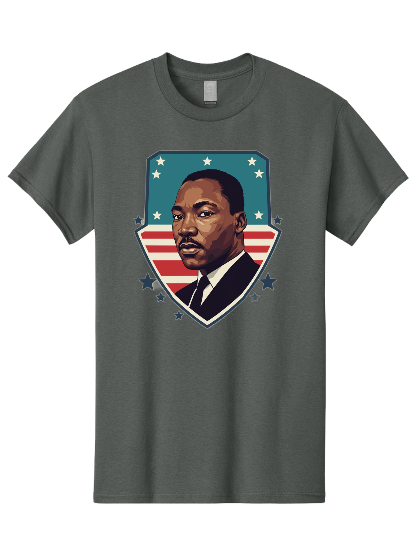 Martin-Luther-King-Jr-3 Men'S Graphic Tee, 100% Cotton, Comfortable Casual Summer Wear, Machine Washable, Martin Luther King Jr. Portrait, American Flag, Patriotic Graphic, Civil Rights Leader, Freedom Fighter, Social Justice, Equality, Bac177
