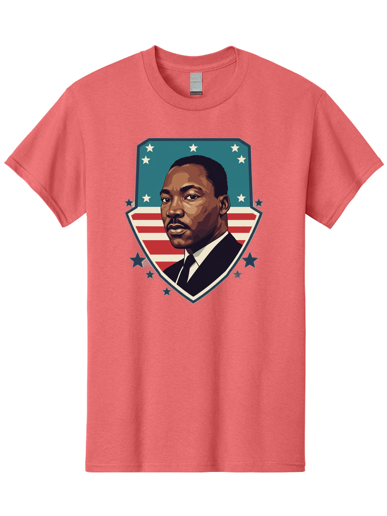Martin-Luther-King-Jr-3 Men'S Graphic Tee, 100% Cotton, Comfortable Casual Summer Wear, Machine Washable, Martin Luther King Jr. Portrait, American Flag, Patriotic Graphic, Civil Rights Leader, Freedom Fighter, Social Justice, Equality, Bac177