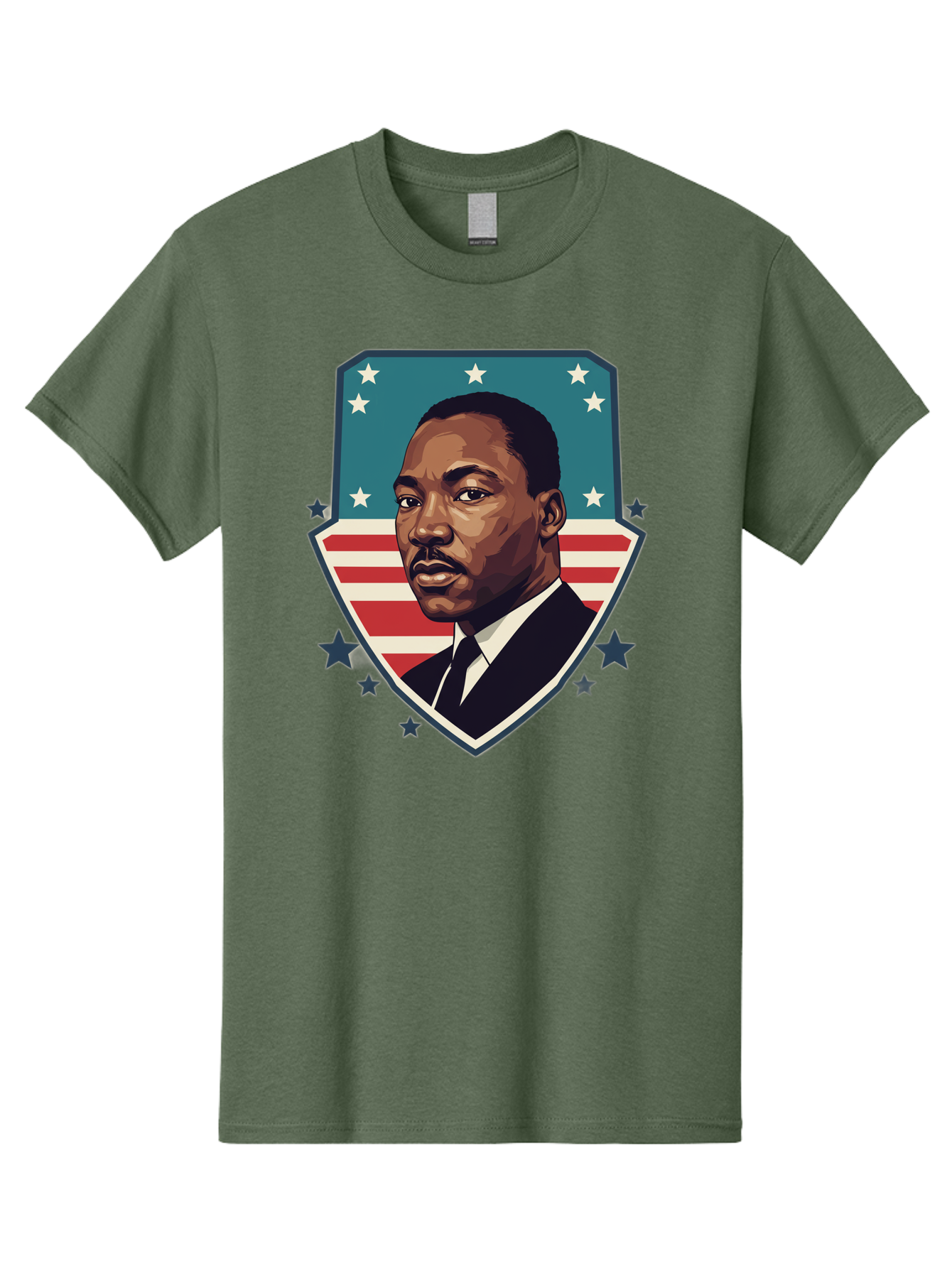 Martin-Luther-King-Jr-3 Men'S Graphic Tee, 100% Cotton, Comfortable Casual Summer Wear, Machine Washable, Martin Luther King Jr. Portrait, American Flag, Patriotic Graphic, Civil Rights Leader, Freedom Fighter, Social Justice, Equality, Bac177