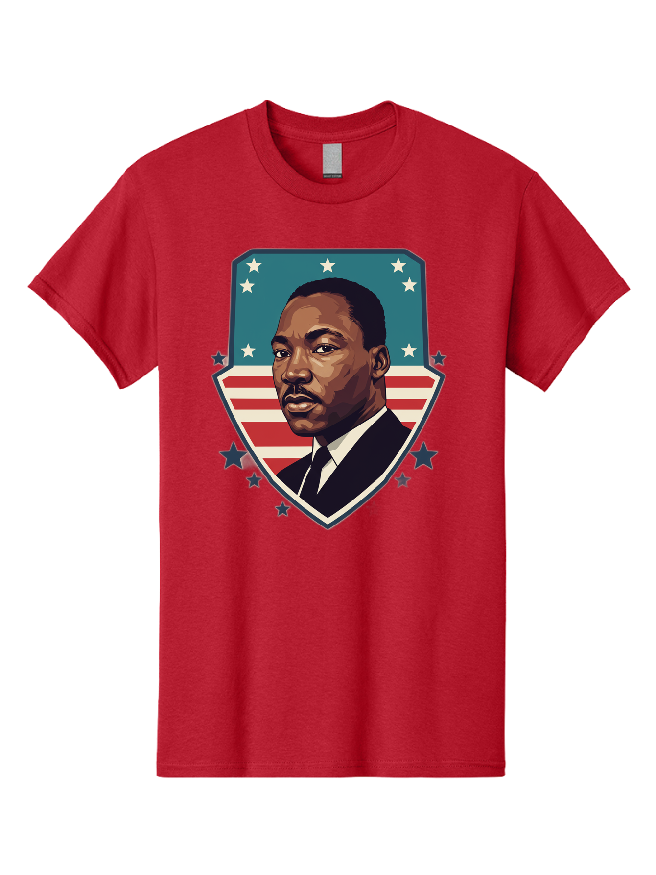 Martin-Luther-King-Jr-3 Men'S Graphic Tee, 100% Cotton, Comfortable Casual Summer Wear, Machine Washable, Martin Luther King Jr. Portrait, American Flag, Patriotic Graphic, Civil Rights Leader, Freedom Fighter, Social Justice, Equality, Bac177