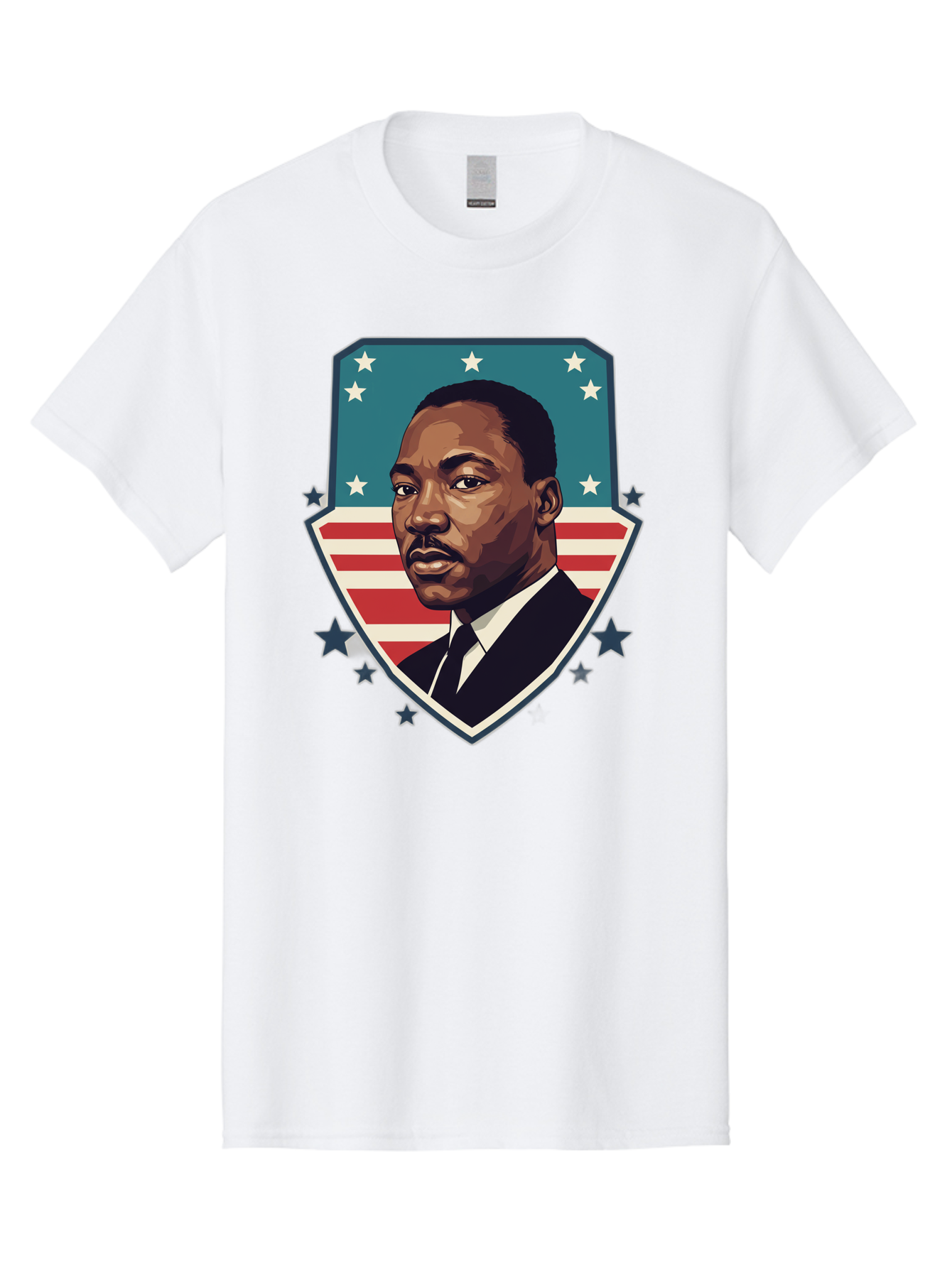 Martin-Luther-King-Jr-3 Men'S Graphic Tee, 100% Cotton, Comfortable Casual Summer Wear, Machine Washable, Martin Luther King Jr. Portrait, American Flag, Patriotic Graphic, Civil Rights Leader, Freedom Fighter, Social Justice, Equality, Bac177