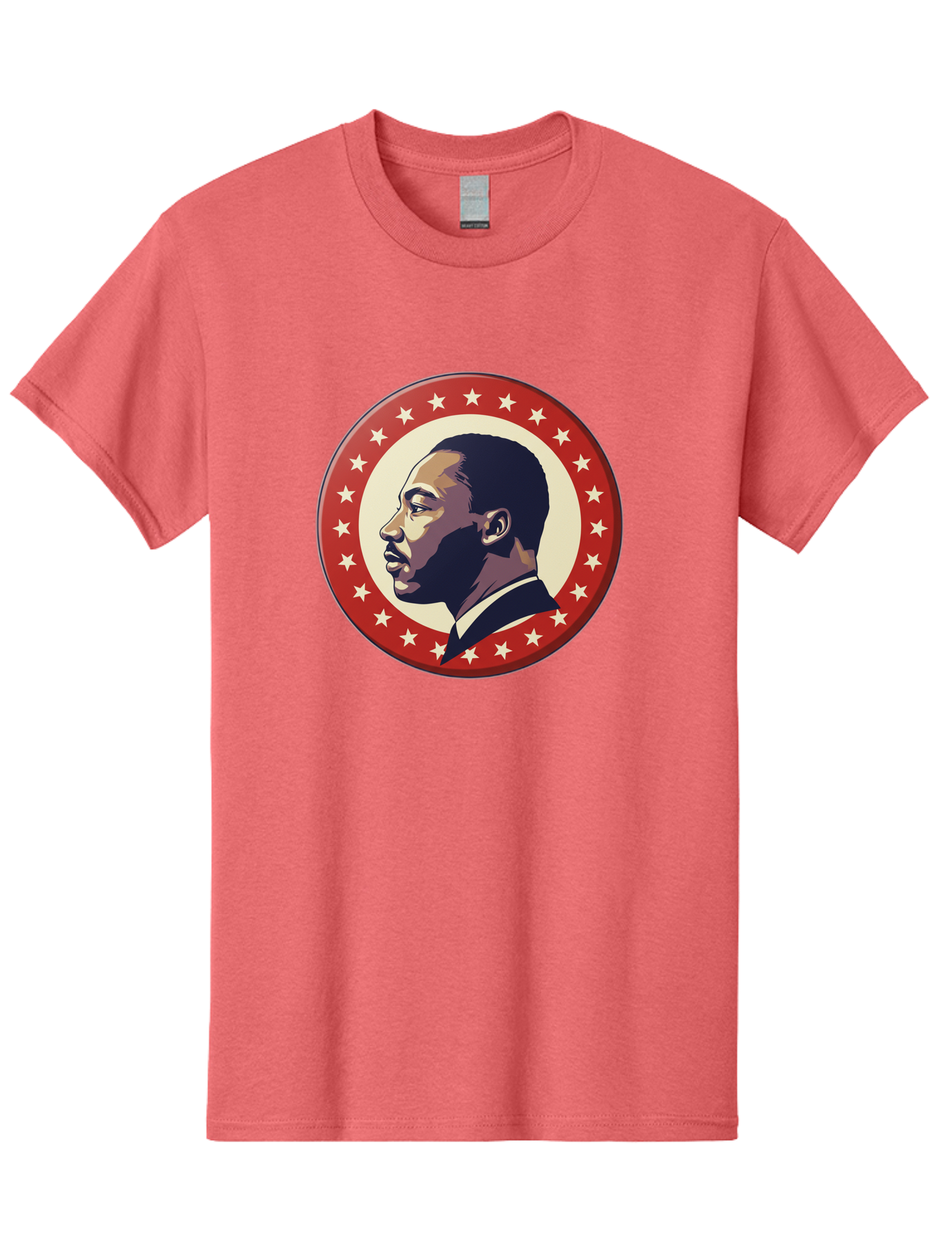 Martin-Luther-King-Jr Men'S Graphic Tee, 100% Cotton, Comfortable Casual Summer Wear, Machine Washable, Martin Luther King Jr. Profile, Civil Rights Leader, African American Icon, Star-Studded Badge, Patriotic Symbol, Freedom Fighter, Bac179