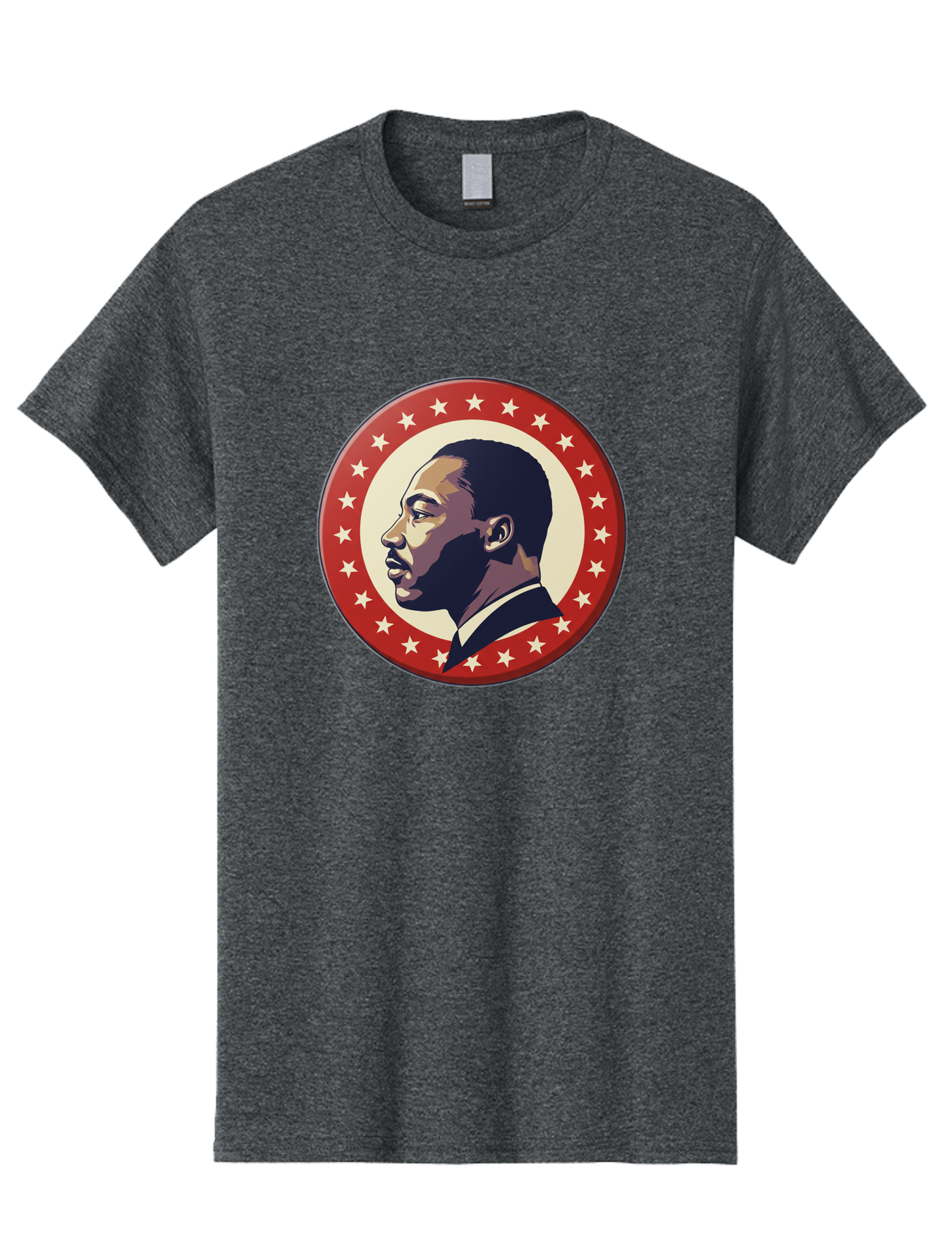Martin-Luther-King-Jr Men'S Graphic Tee, 100% Cotton, Comfortable Casual Summer Wear, Machine Washable, Martin Luther King Jr. Profile, Civil Rights Leader, African American Icon, Star-Studded Badge, Patriotic Symbol, Freedom Fighter, Bac179