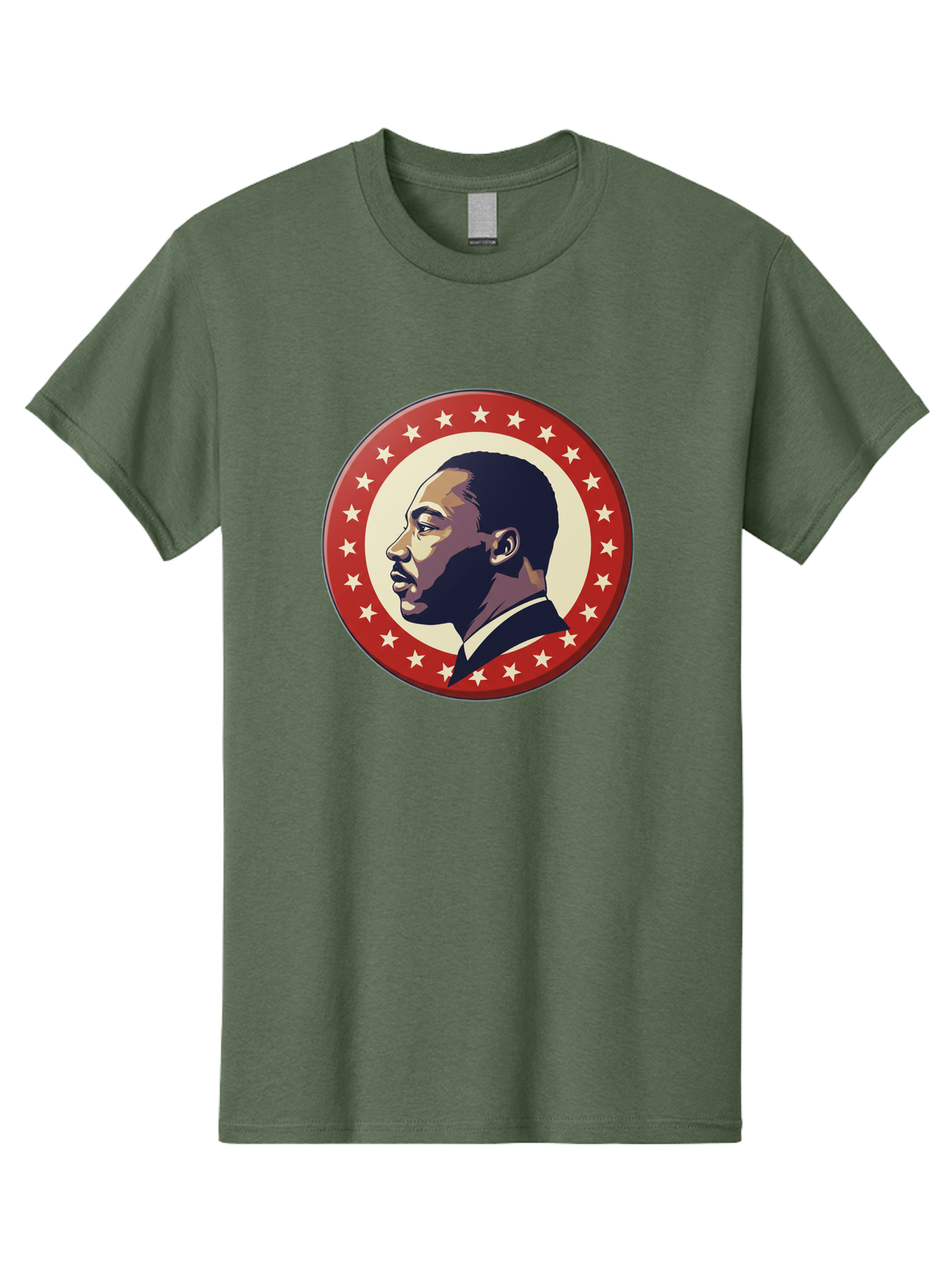 Martin-Luther-King-Jr Men'S Graphic Tee, 100% Cotton, Comfortable Casual Summer Wear, Machine Washable, Martin Luther King Jr. Profile, Civil Rights Leader, African American Icon, Star-Studded Badge, Patriotic Symbol, Freedom Fighter, Bac179