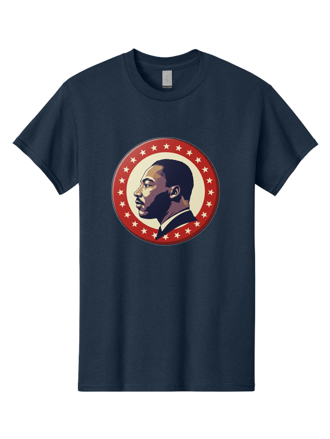 Martin-Luther-King-Jr Men'S Graphic Tee, 100% Cotton, Comfortable Casual Summer Wear, Machine Washable, Martin Luther King Jr. Profile, Civil Rights Leader, African American Icon, Star-Studded Badge, Patriotic Symbol, Freedom Fighter, Bac179