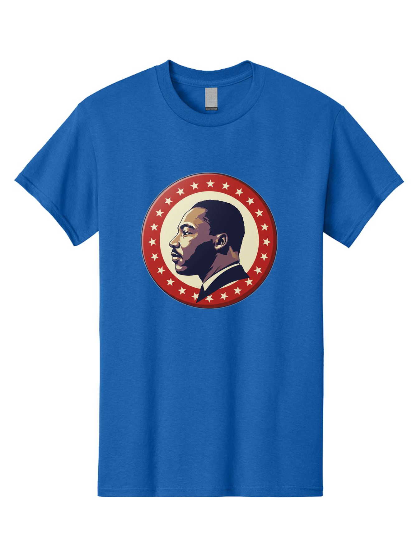 Martin-Luther-King-Jr Men'S Graphic Tee, 100% Cotton, Comfortable Casual Summer Wear, Machine Washable, Martin Luther King Jr. Profile, Civil Rights Leader, African American Icon, Star-Studded Badge, Patriotic Symbol, Freedom Fighter, Bac179