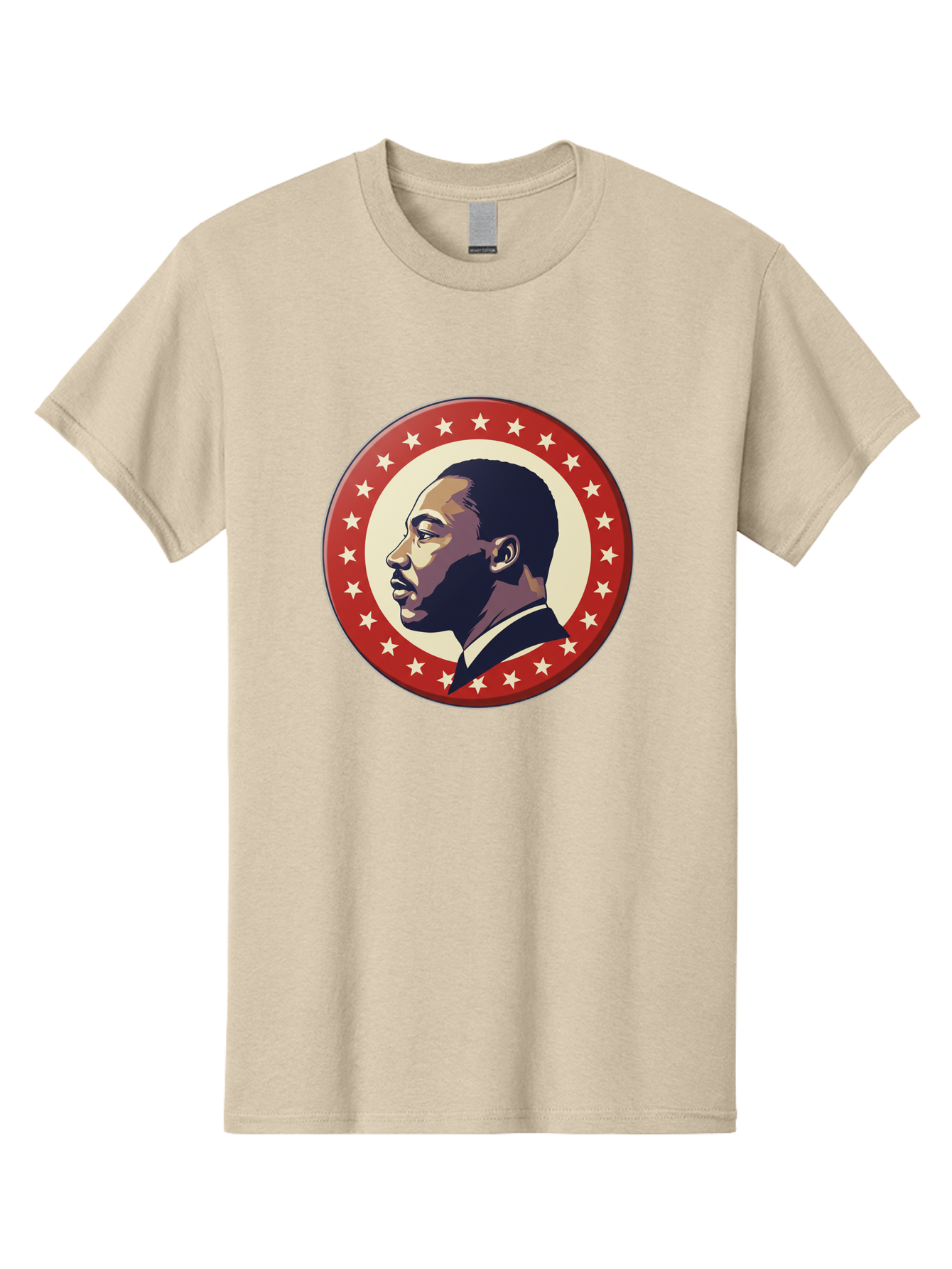 Martin-Luther-King-Jr Men'S Graphic Tee, 100% Cotton, Comfortable Casual Summer Wear, Machine Washable, Martin Luther King Jr. Profile, Civil Rights Leader, African American Icon, Star-Studded Badge, Patriotic Symbol, Freedom Fighter, Bac179