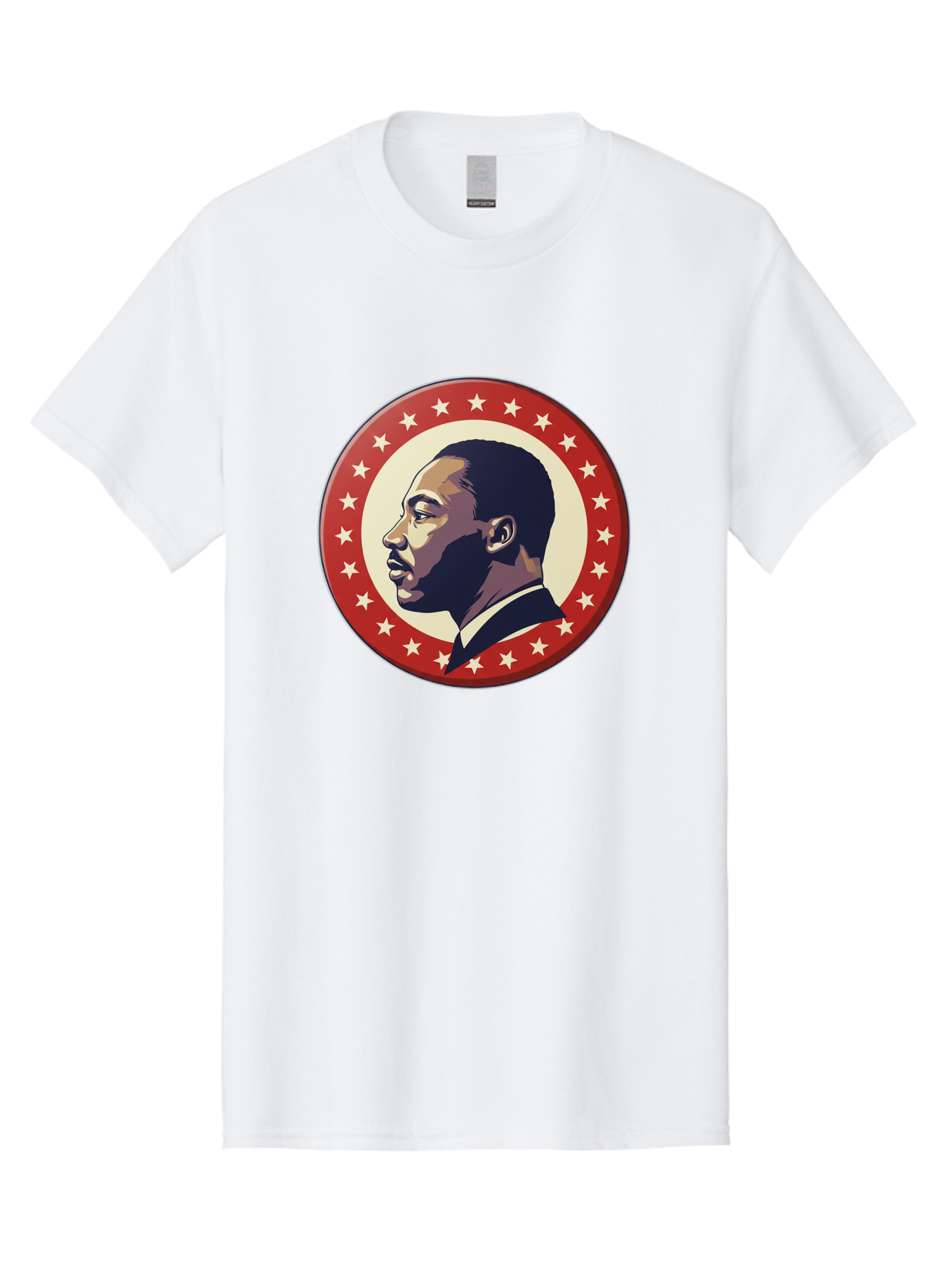 Martin-Luther-King-Jr Men'S Graphic Tee, 100% Cotton, Comfortable Casual Summer Wear, Machine Washable, Martin Luther King Jr. Profile, Civil Rights Leader, African American Icon, Star-Studded Badge, Patriotic Symbol, Freedom Fighter, Bac179