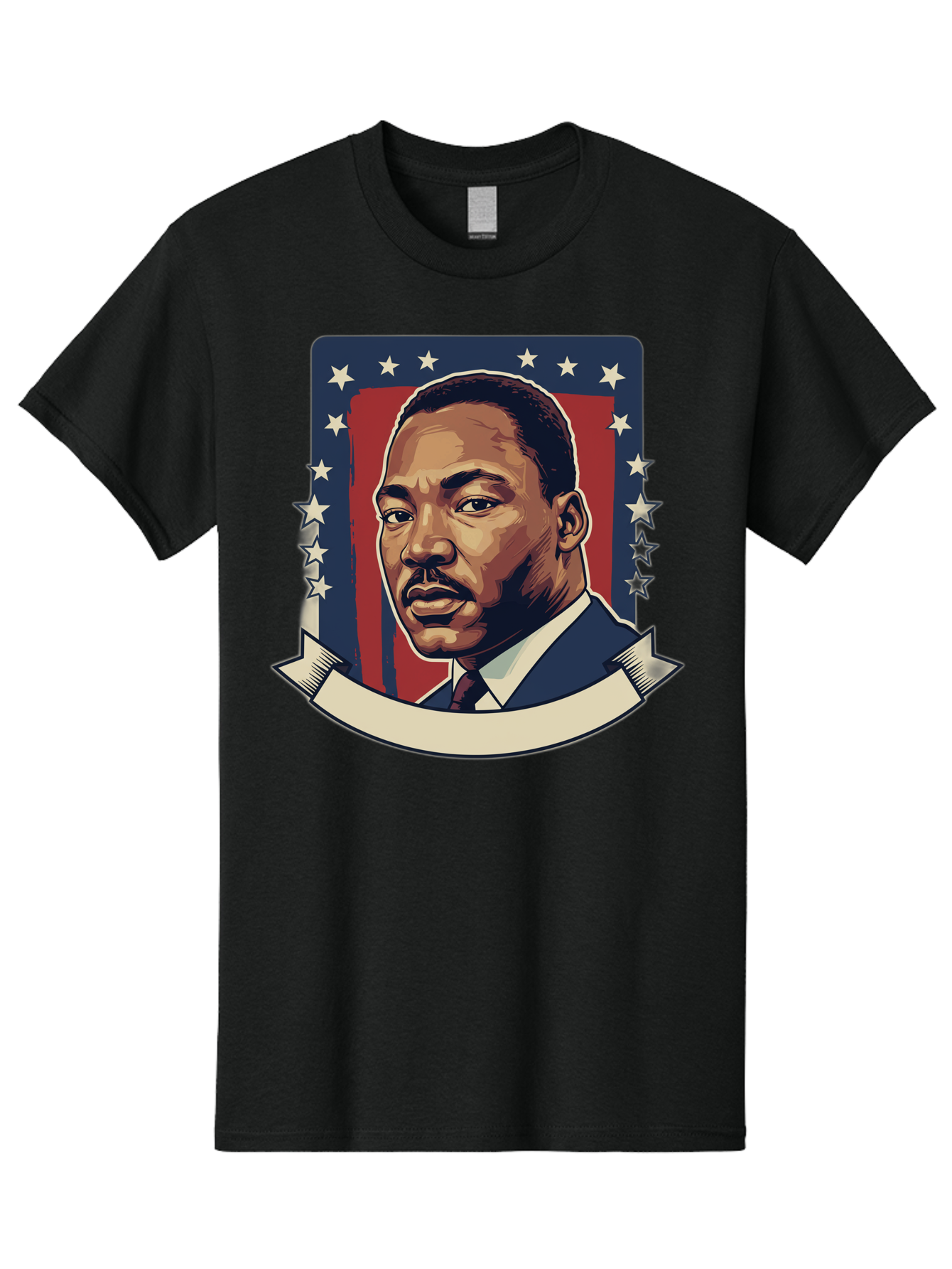 Martin-Luther-King Men'S Graphic Tee, 100% Cotton, Comfortable Casual Summer Wear, Machine Washable, Martin Luther King Jr. Portrait, Civil Rights Leader, Patriotic Illustration, Red White And Blue, Stars And Stripes, Inspirational Quote, Bac180
