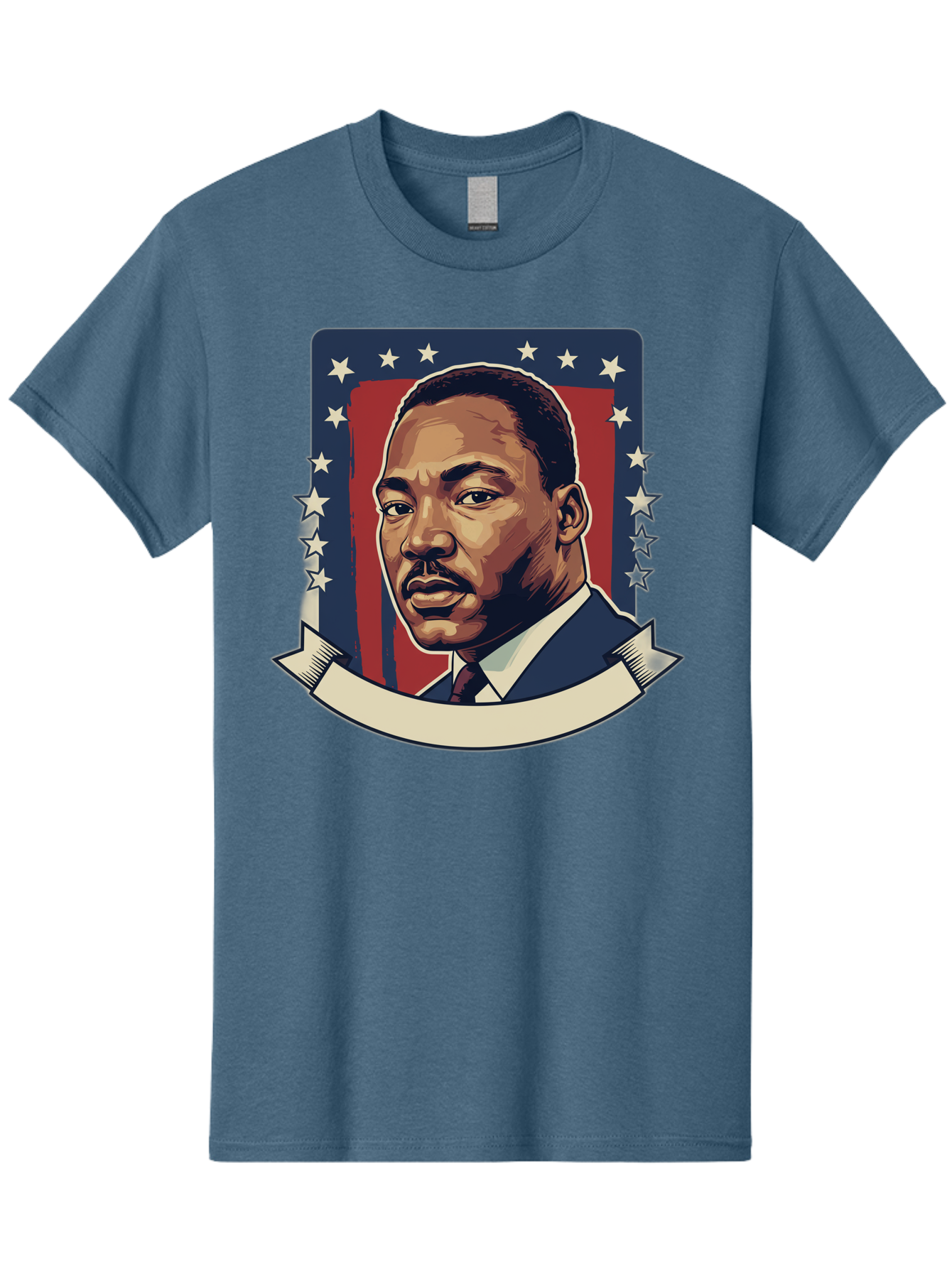 Martin-Luther-King Men'S Graphic Tee, 100% Cotton, Comfortable Casual Summer Wear, Machine Washable, Martin Luther King Jr. Portrait, Civil Rights Leader, Patriotic Illustration, Red White And Blue, Stars And Stripes, Inspirational Quote, Bac180