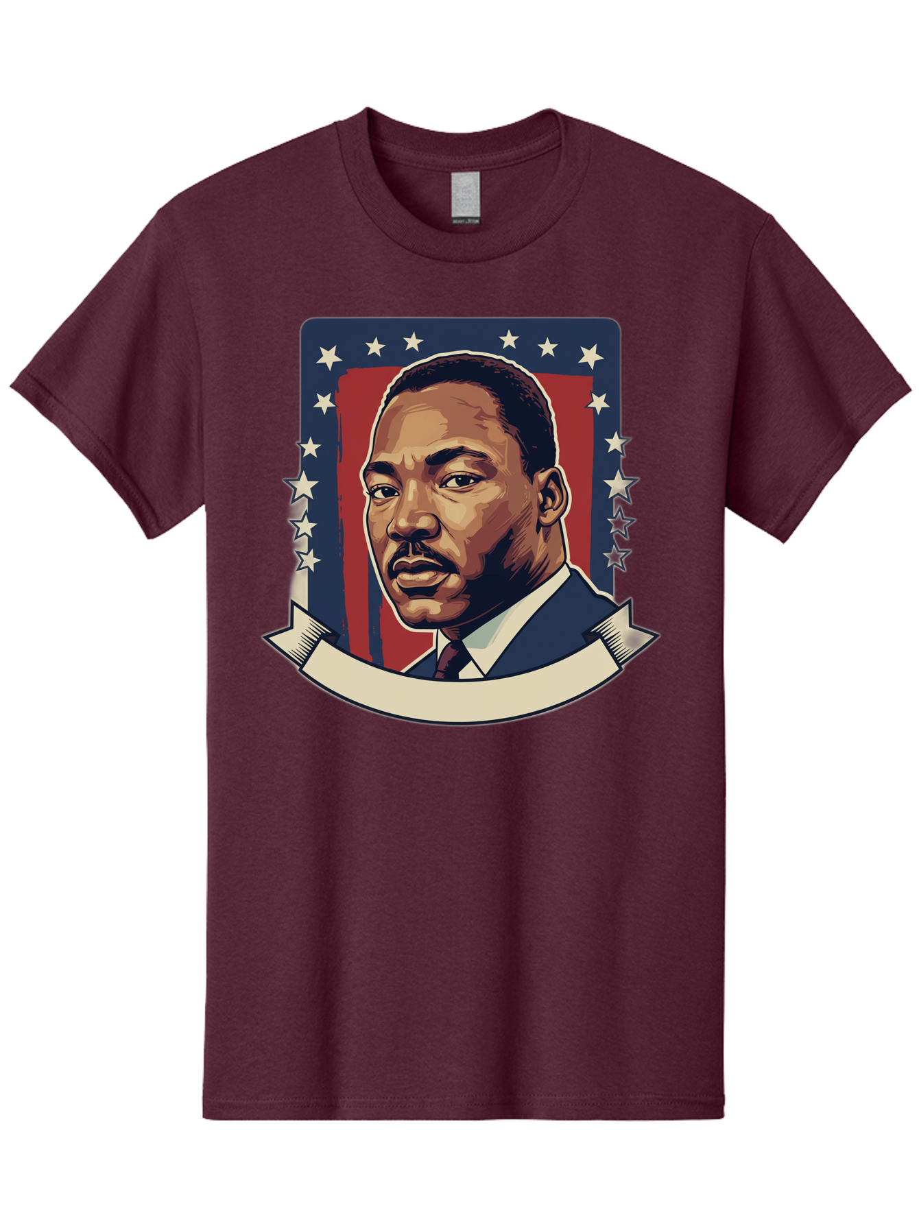 Martin-Luther-King Men'S Graphic Tee, 100% Cotton, Comfortable Casual Summer Wear, Machine Washable, Martin Luther King Jr. Portrait, Civil Rights Leader, Patriotic Illustration, Red White And Blue, Stars And Stripes, Inspirational Quote, Bac180