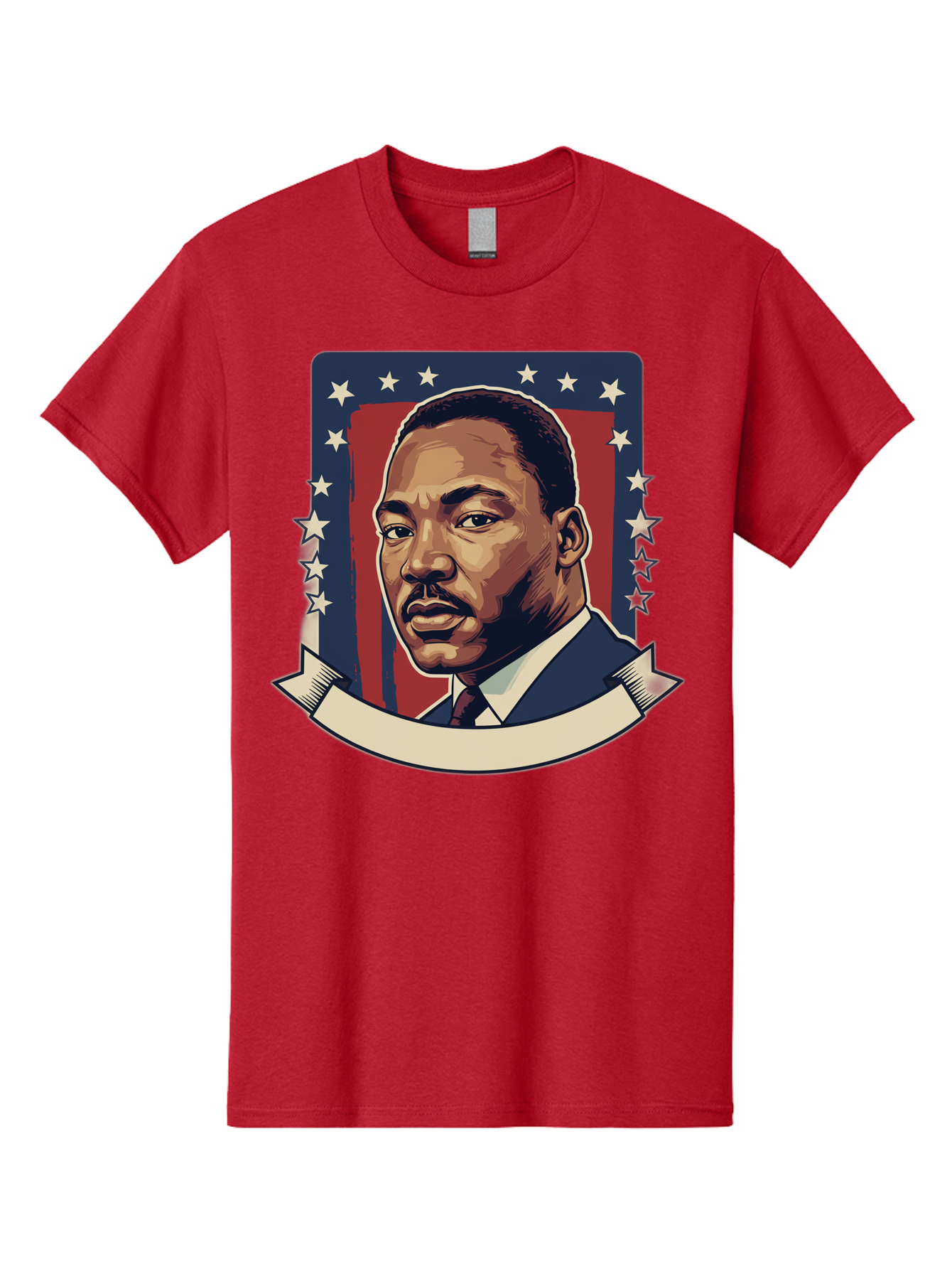 Martin-Luther-King Men'S Graphic Tee, 100% Cotton, Comfortable Casual Summer Wear, Machine Washable, Martin Luther King Jr. Portrait, Civil Rights Leader, Patriotic Illustration, Red White And Blue, Stars And Stripes, Inspirational Quote, Bac180
