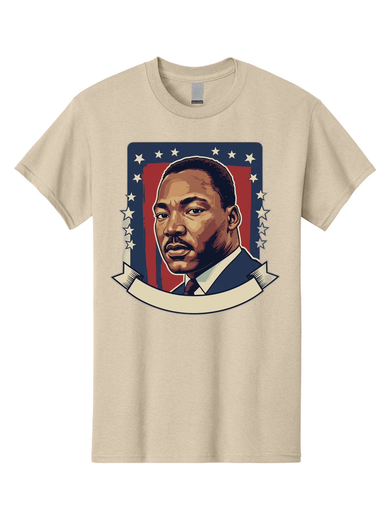 Martin-Luther-King Men'S Graphic Tee, 100% Cotton, Comfortable Casual Summer Wear, Machine Washable, Martin Luther King Jr. Portrait, Civil Rights Leader, Patriotic Illustration, Red White And Blue, Stars And Stripes, Inspirational Quote, Bac180