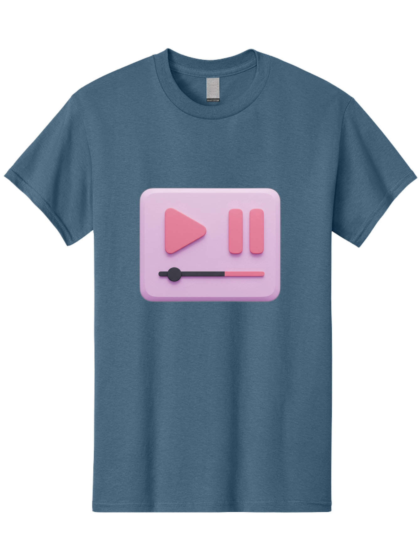 Media-Player-Ui Men'S Graphic Tee, 100% Cotton, Comfortable Casual Summer Wear, Machine Washable, Play Button, Pause Button, Volume Slider, Music Control, Media Player, Audio Playback Bac182