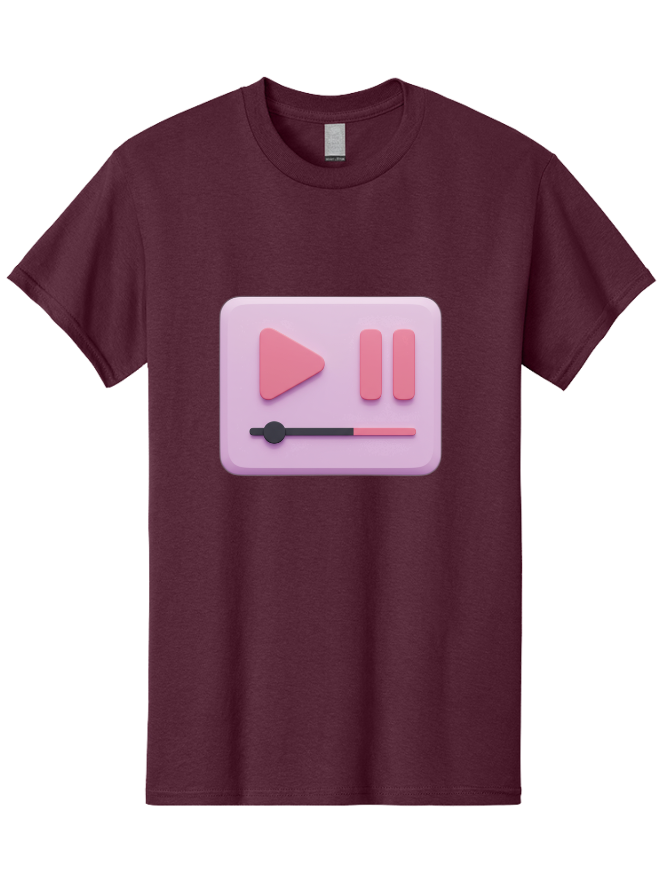 Media-Player-Ui Men'S Graphic Tee, 100% Cotton, Comfortable Casual Summer Wear, Machine Washable, Play Button, Pause Button, Volume Slider, Music Control, Media Player, Audio Playback Bac182