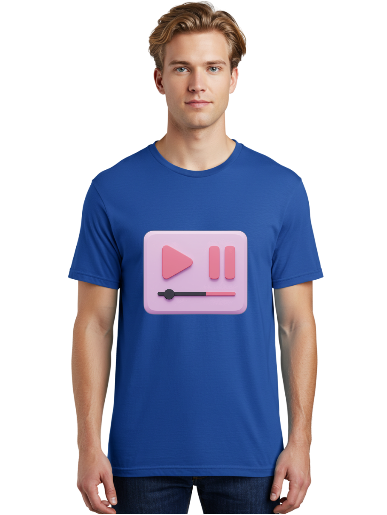 Media-Player-Ui Men'S Graphic Tee, 100% Cotton, Comfortable Casual Summer Wear, Machine Washable, Play Button, Pause Button, Volume Slider, Music Control, Media Player, Audio Playback Bac182