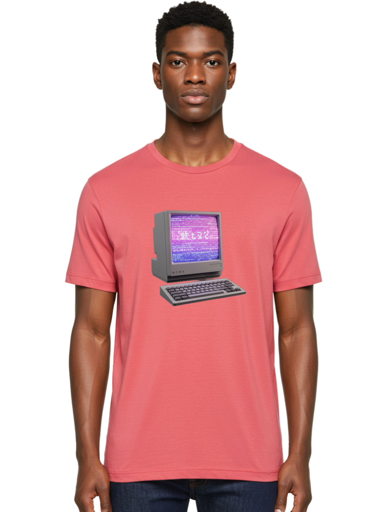 Meitu Men'S Graphic Tee, 100% Cotton, Comfortable Casual Summer Wear, Machine Washable, Vintage Computer, Old Technology, Retro Keyboard, Purple Screen, Binary Code, Old School, Obsolete Technology, Computer History, Tech Nostalgia, Pixel Art Bac183