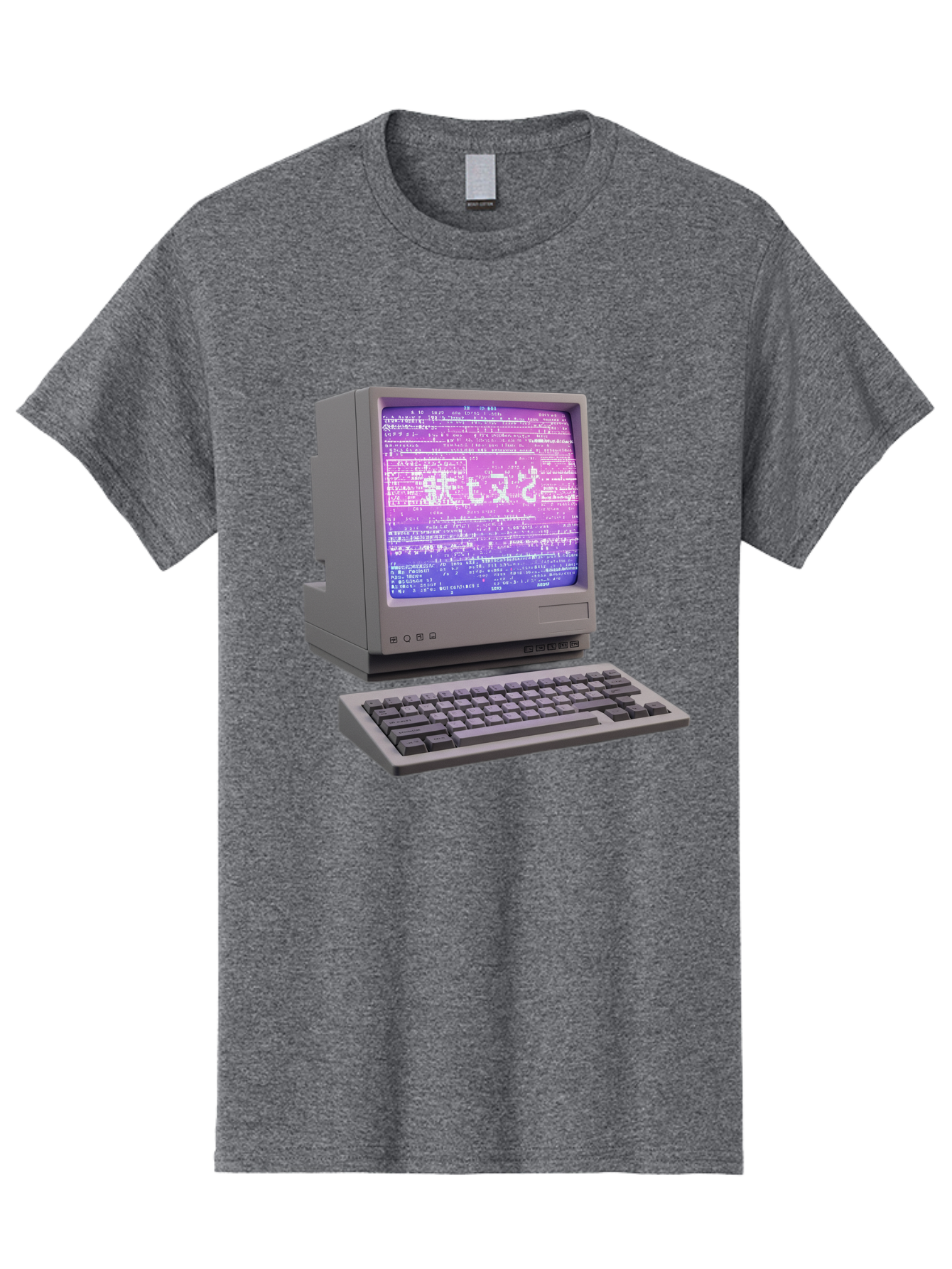 Meitu Men'S Graphic Tee, 100% Cotton, Comfortable Casual Summer Wear, Machine Washable, Vintage Computer, Old Technology, Retro Keyboard, Purple Screen, Binary Code, Old School, Obsolete Technology, Computer History, Tech Nostalgia, Pixel Art Bac183