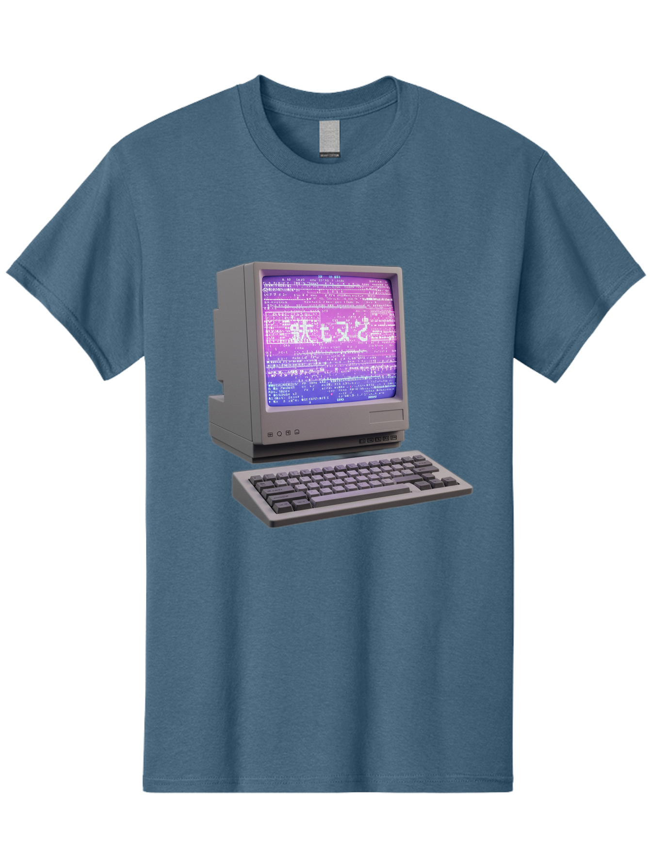 Meitu Men'S Graphic Tee, 100% Cotton, Comfortable Casual Summer Wear, Machine Washable, Vintage Computer, Old Technology, Retro Keyboard, Purple Screen, Binary Code, Old School, Obsolete Technology, Computer History, Tech Nostalgia, Pixel Art Bac183